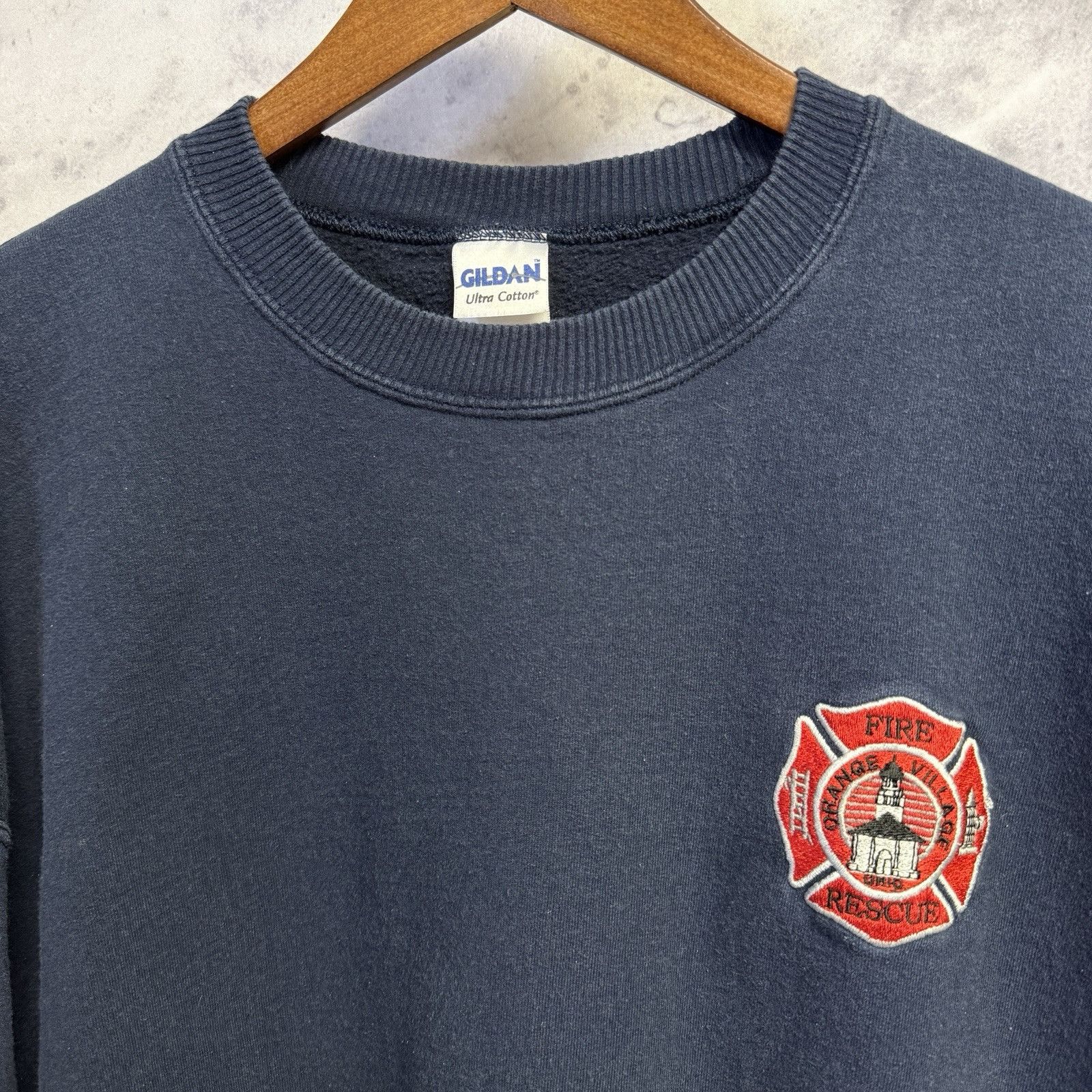 Vintage Vintage Fire Dept Sweatshirt Mens 2XL Blue Embroidered Orang Size US XXL / EU 58 / 5 - 1 Thumbnail