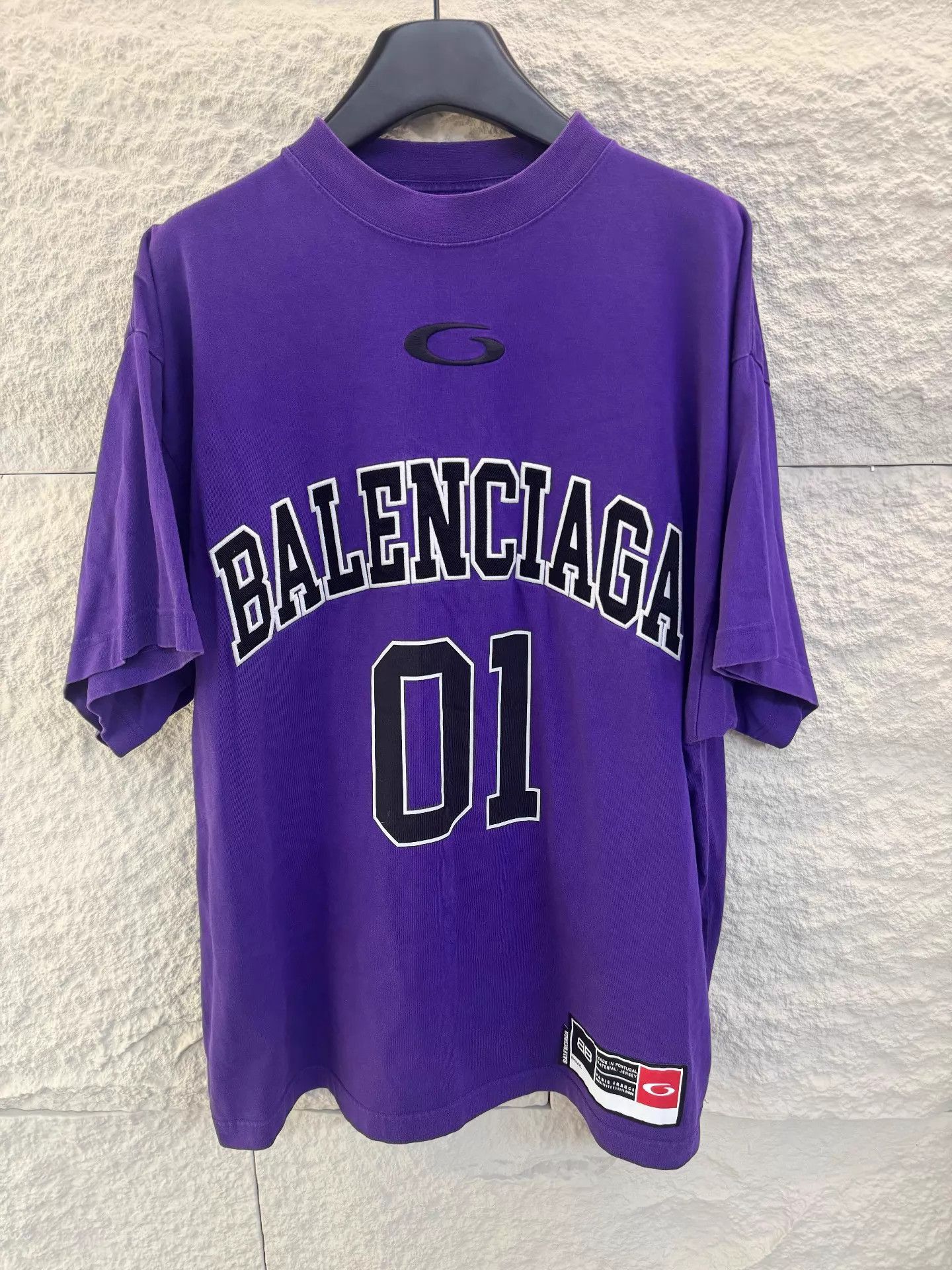 Balenciaga Purple Short Sleeve Graphic Tee - Size S Size US S / EU 44-46 / 1 - 1 Thumbnail