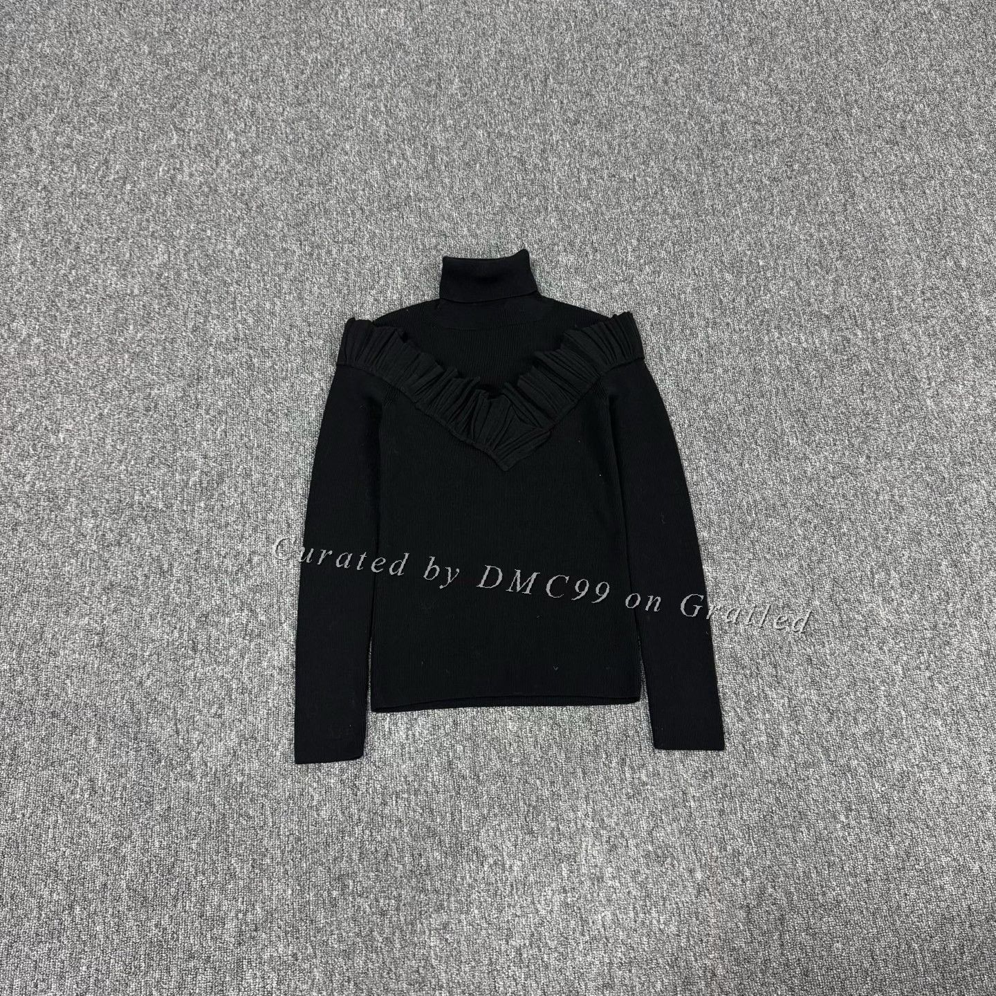 Dior Dior Black Turtleneck V-Pleat Knit Top Size S / US 4 / IT 40 - 1 Thumbnail