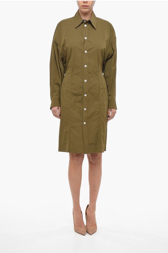 og1mm0624 Oversized Shirt Dress in Brown