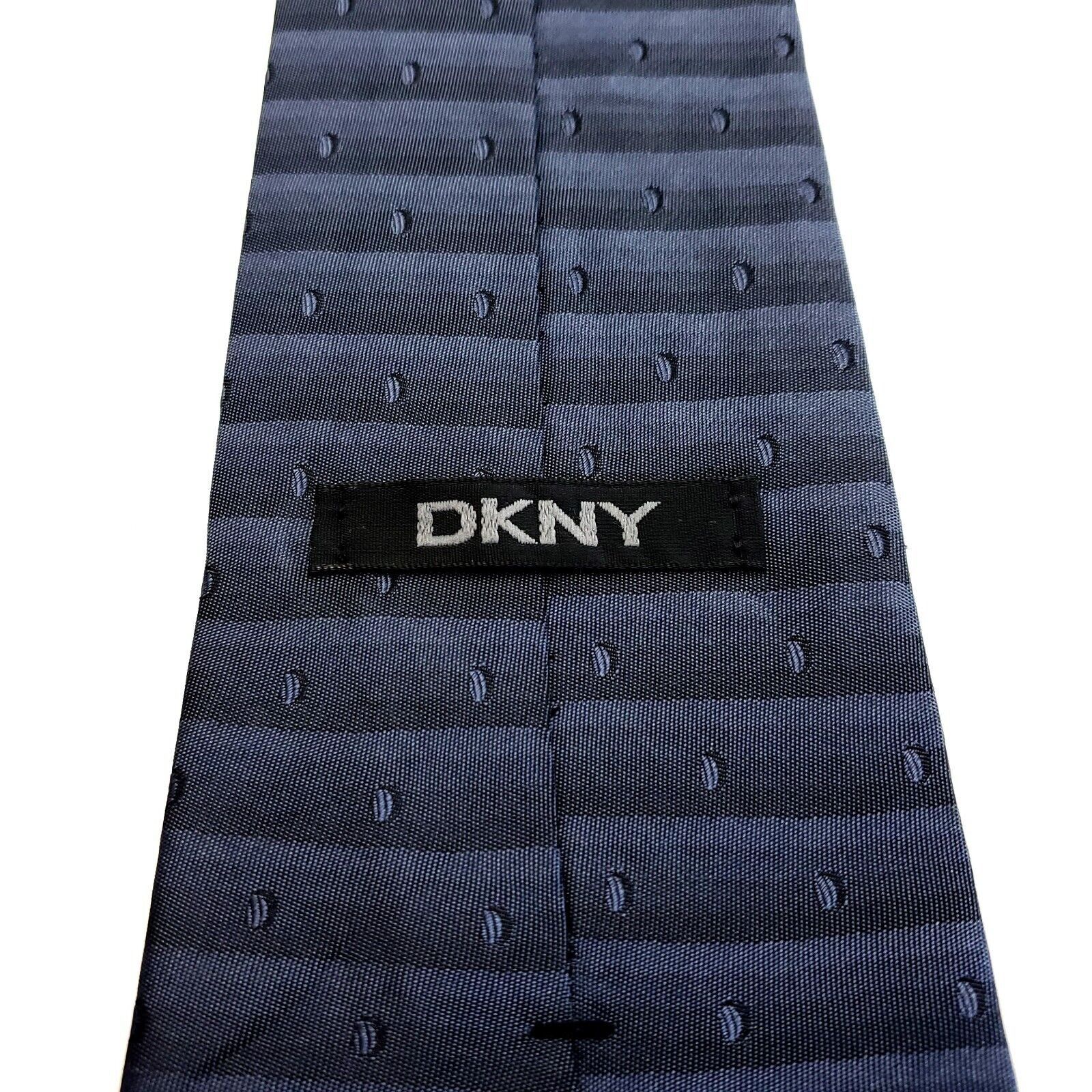 DKNY DKNY Blue Gray Silk Tie Woven Wide Dots Size ONE SIZE - 4 Thumbnail