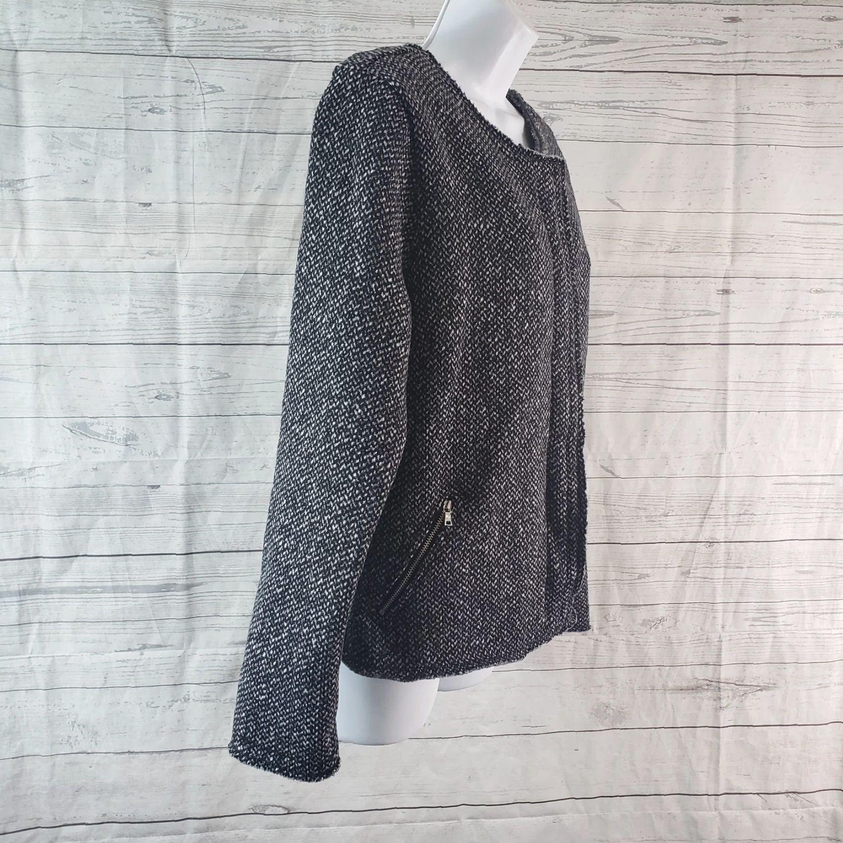 Gap VINTAGE Gap Womens Jacket Sz L Gray Black Zip Pockets Long Sleeve Polyester Size L / US 10 / IT 46 - 3 Thumbnail