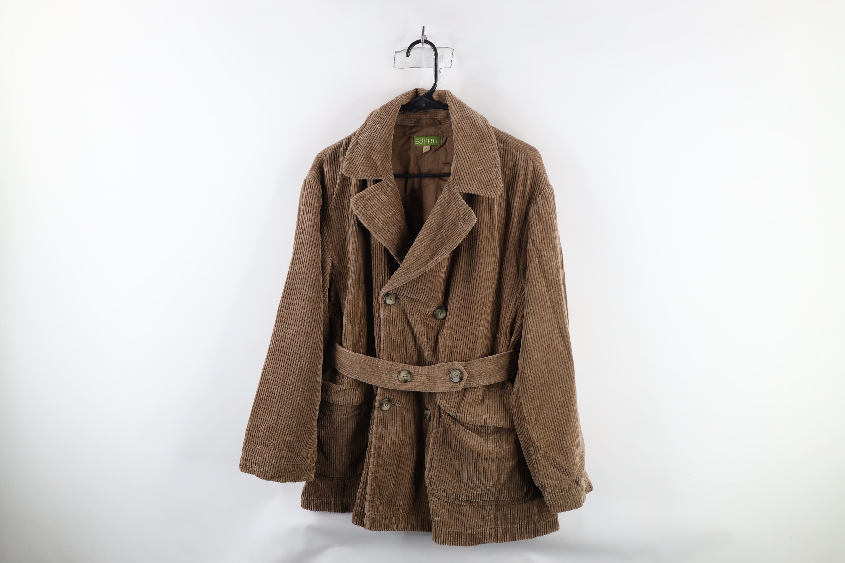 Esprit × Vintage Vintage 90s Esprit Breasted Belted Corduroy Jacket Brown Size S / US 4 / IT 40 - 1 Thumbnail