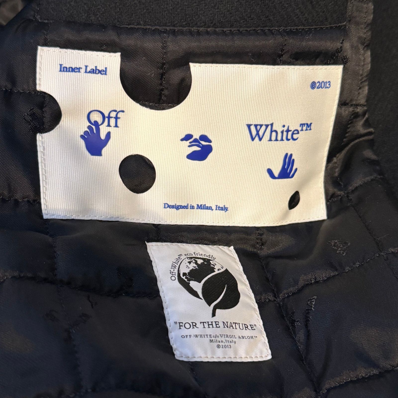 Off-White Off-White C/O Virgil Abloh Graphics Leather Varsity Jacket Size US L / EU 52-54 / 3 - 4 Thumbnail