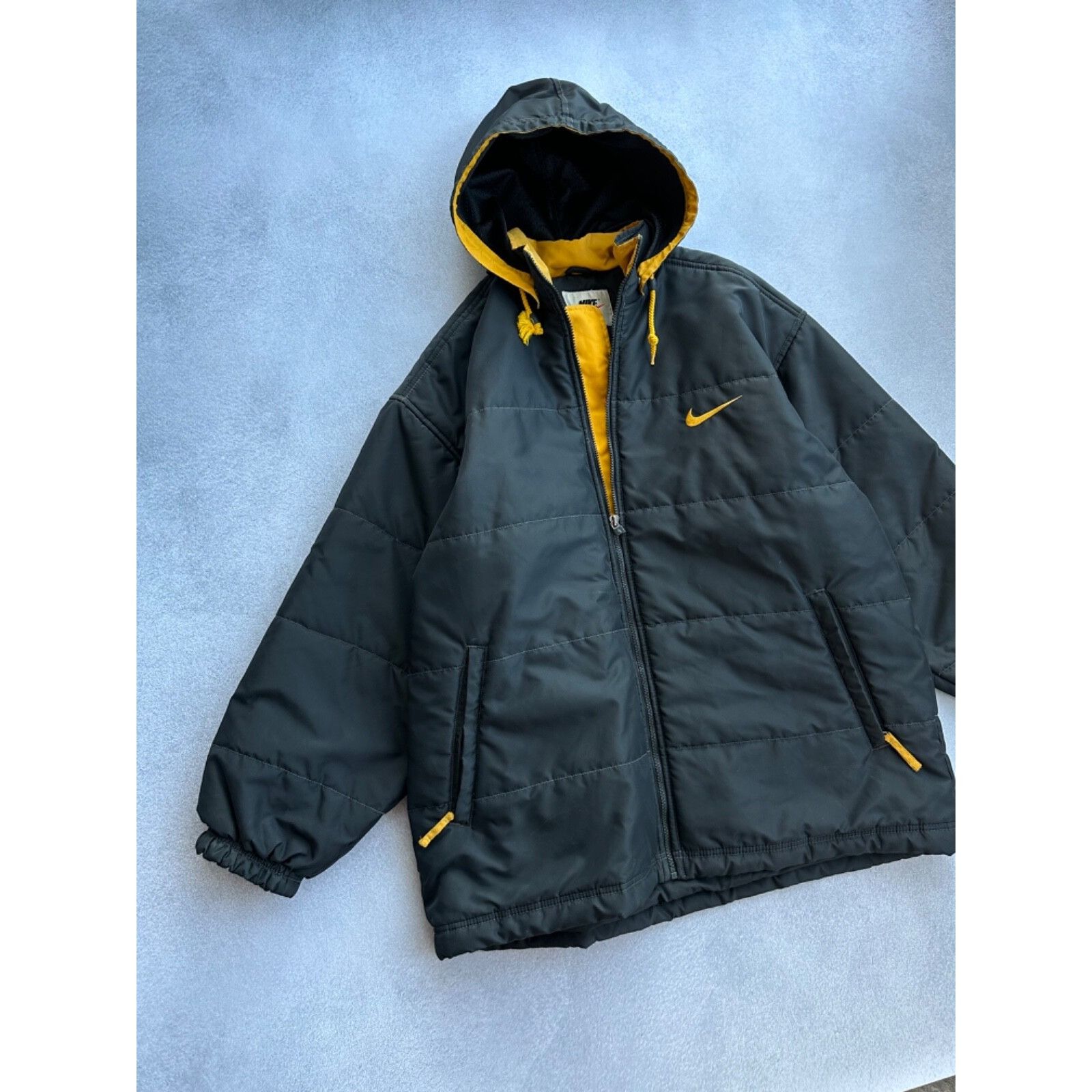 Nike VTG Nike Big Logo Hooded Puffer Jacket Size US XL / EU 56 / 4 - 9 Thumbnail