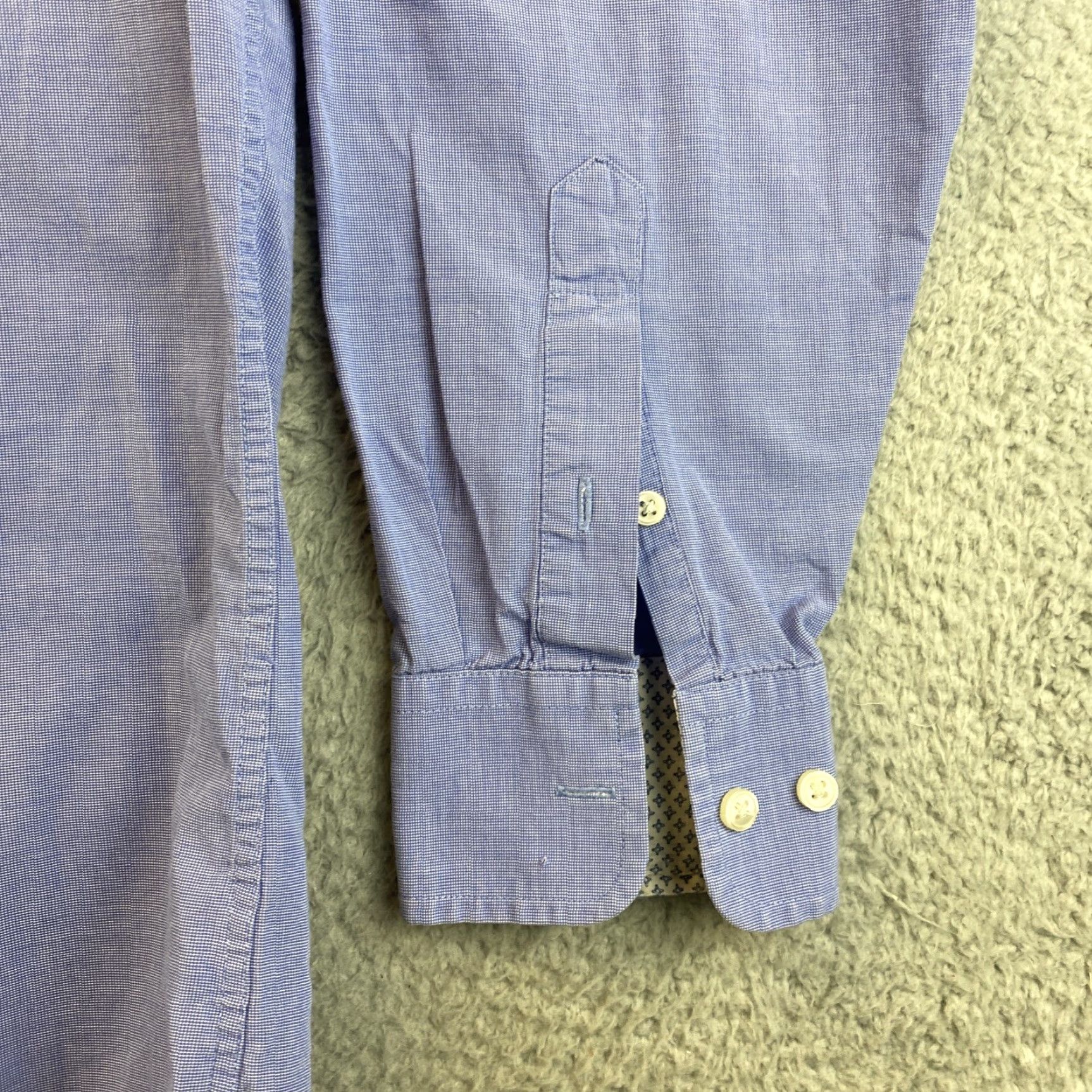 Isaac Mizrahi ISAAC MIZRAHI Shirt Mens Blue Cotton Slim Button-Down Long Sleeve 16 Regular Adult L Shirt - Men’s Button-Up, 70s 80s 90s Theme Size US L / EU 52-54 / 3 - 2 Thumbnail