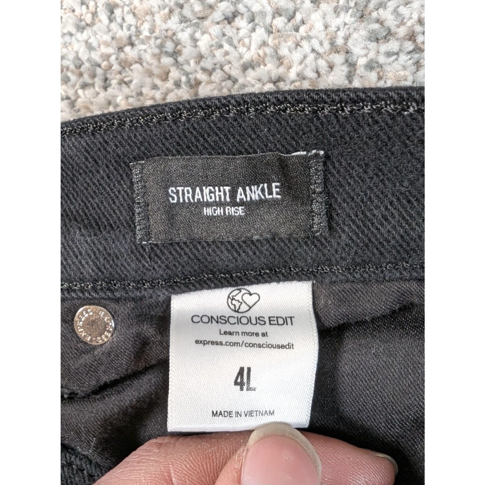 Express Express Jeans Womens 4L Ankle Straight High Rise Black Denim Conscious Edit Size 27" / US 4 / IT 40 - 6 Thumbnail
