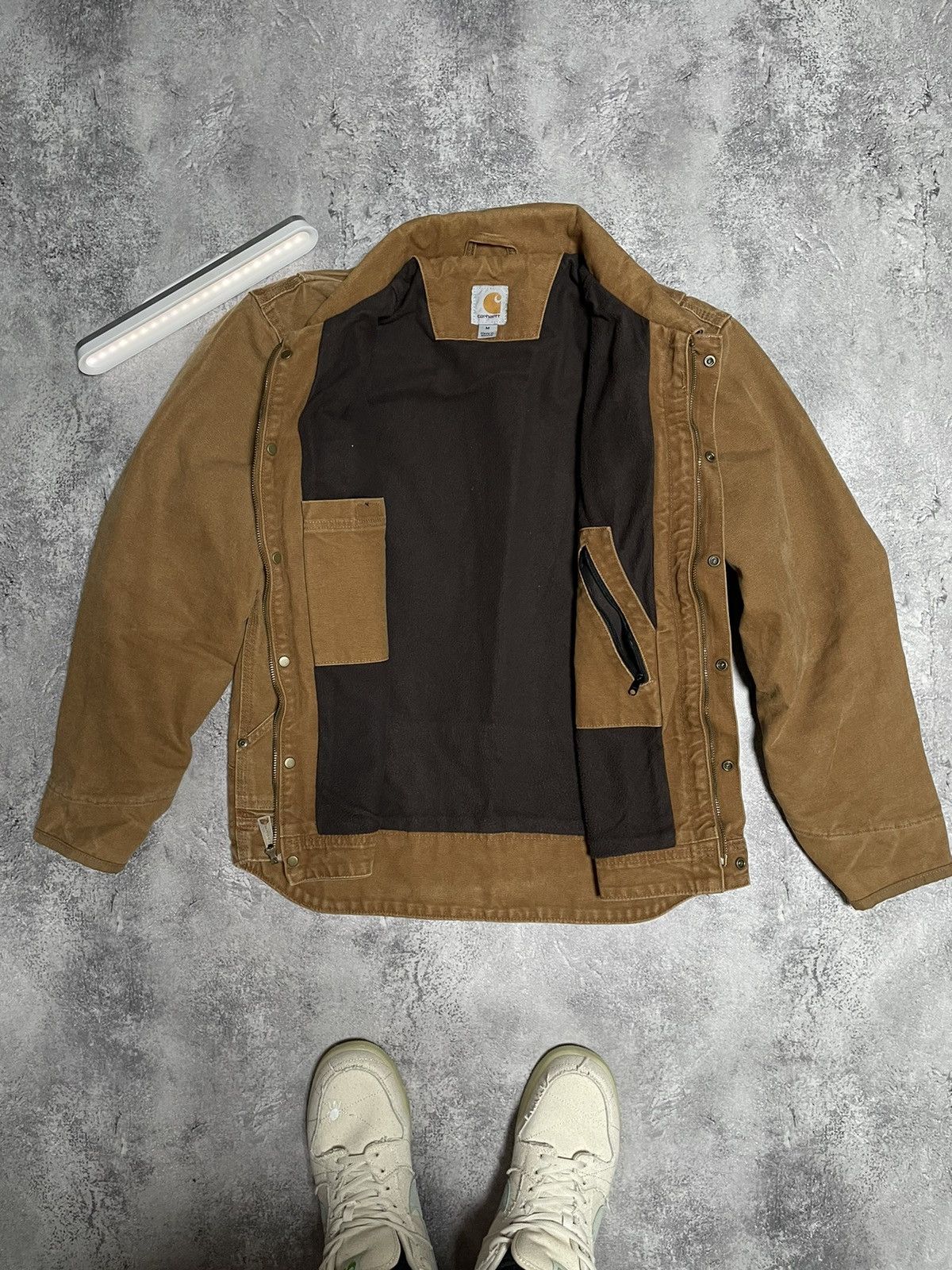 Vintage CARHARTT BERWICK FLEECE LINED JACKET FADED BROWN DETROIT Grailed