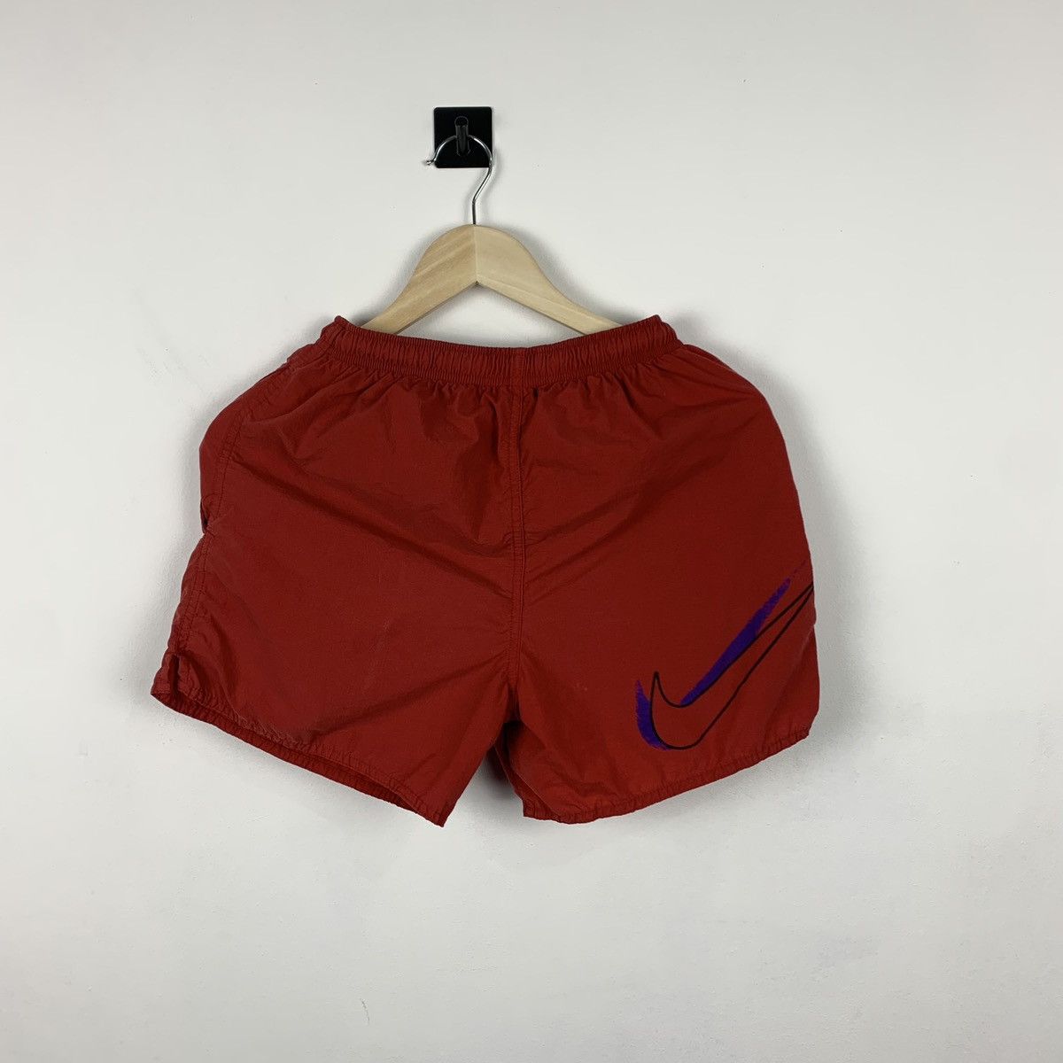 Nike Vintage Nike Retro Swim Nylon Shorts Red Size L Drill Style Size US 34 / EU 50 - 1 Thumbnail