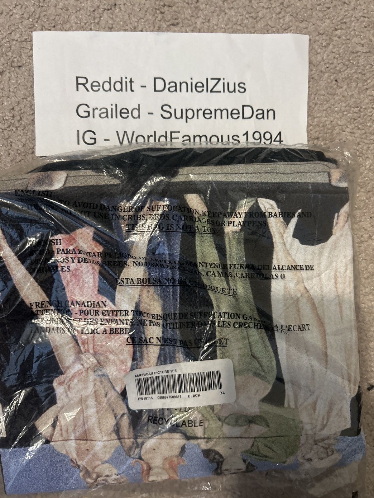 Supreme Supreme American Picture T-Shirt 'Black' Size US XL / EU 56 / 4 - 2 Thumbnail