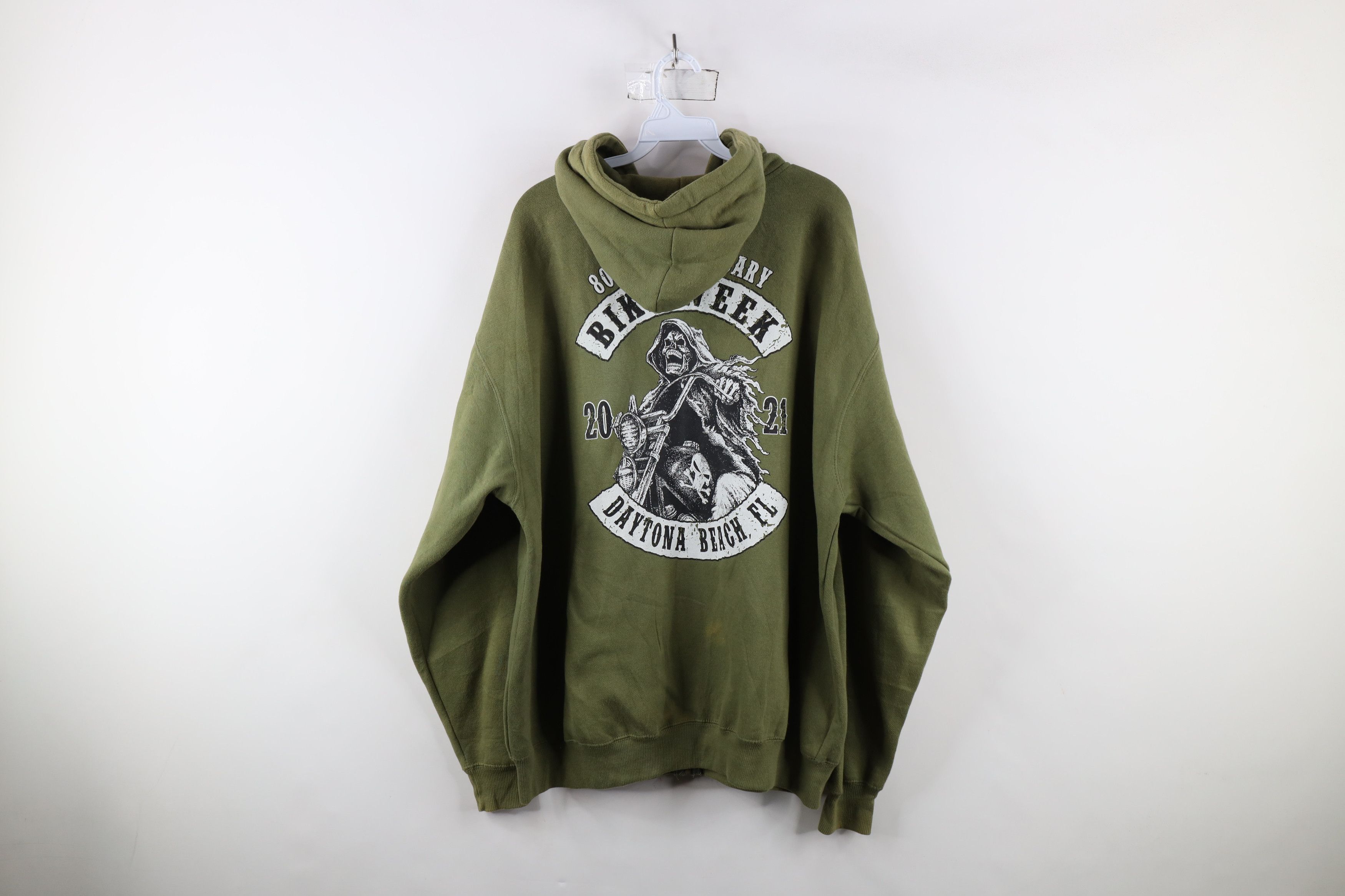 Vintage Y2K Streetwear 2021 Bike Week Grim Reaper Skeleton Hoodie Size US XXL / EU 58 / 5 - 14 Thumbnail