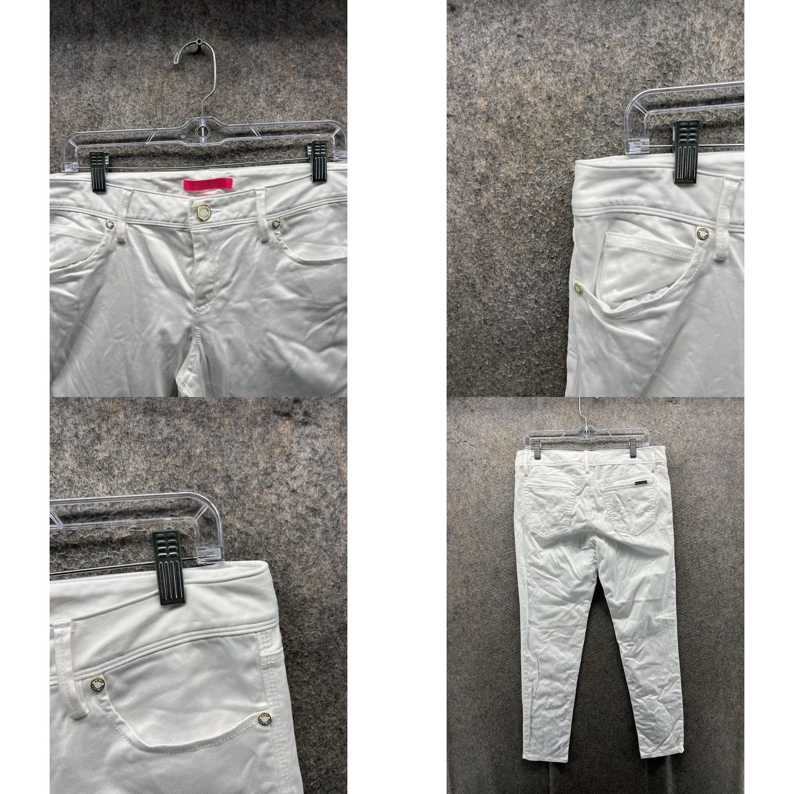 Lilly Pulitzer Lilly Pulitzer Jeans Womens 10 White Skinny Pearl Studded Denim Ankle Pants Slim 5-Pocket White Womens Jeans Size 32" / US 10 / IT 46 - 8 Thumbnail