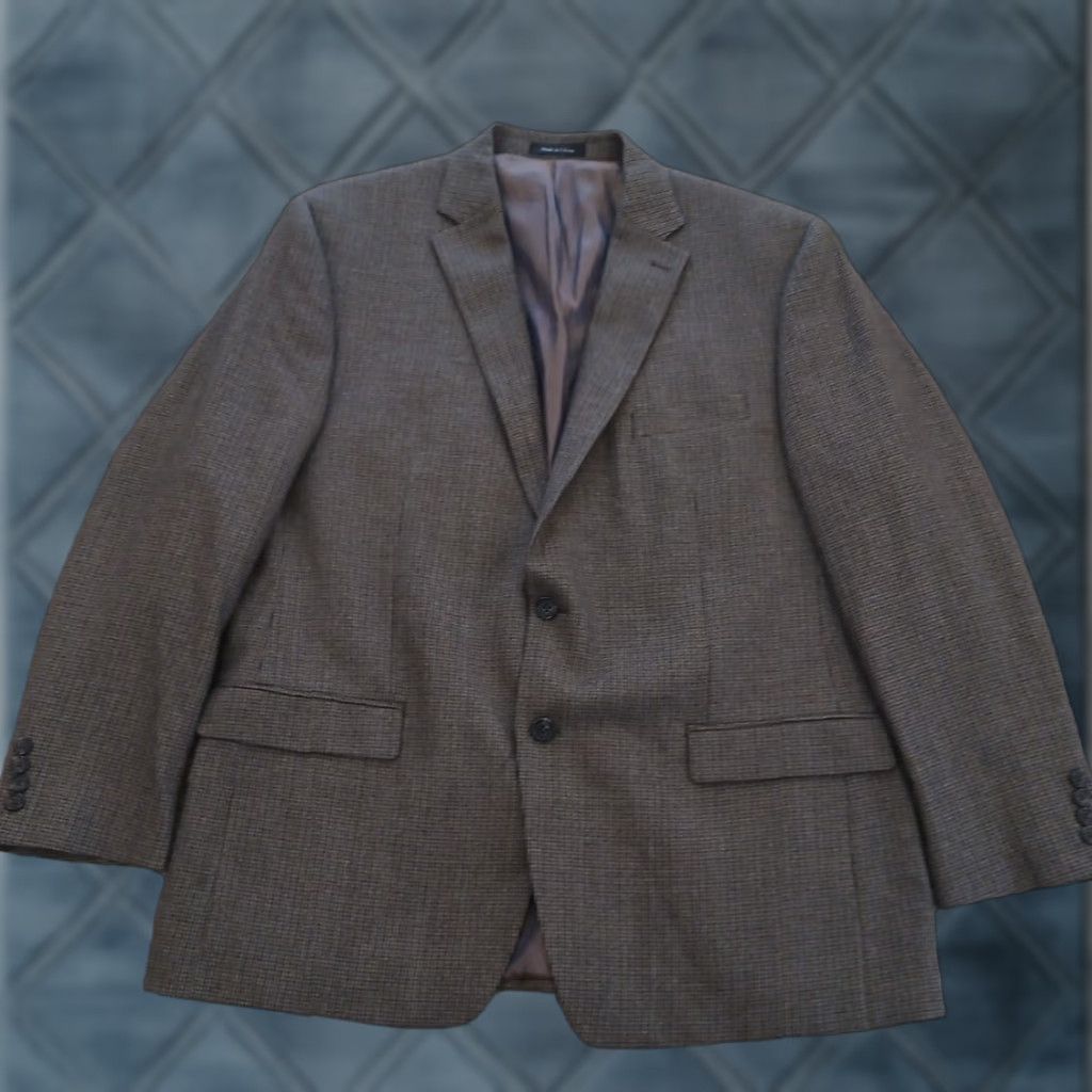 Ralph Lauren Lauren Ralph Lauren Blazer Mens 46 Gray Plaid Wool Two Button Single Vent Buttoned Front Notch Lapel Crew? Size 46R - 1 Thumbnail