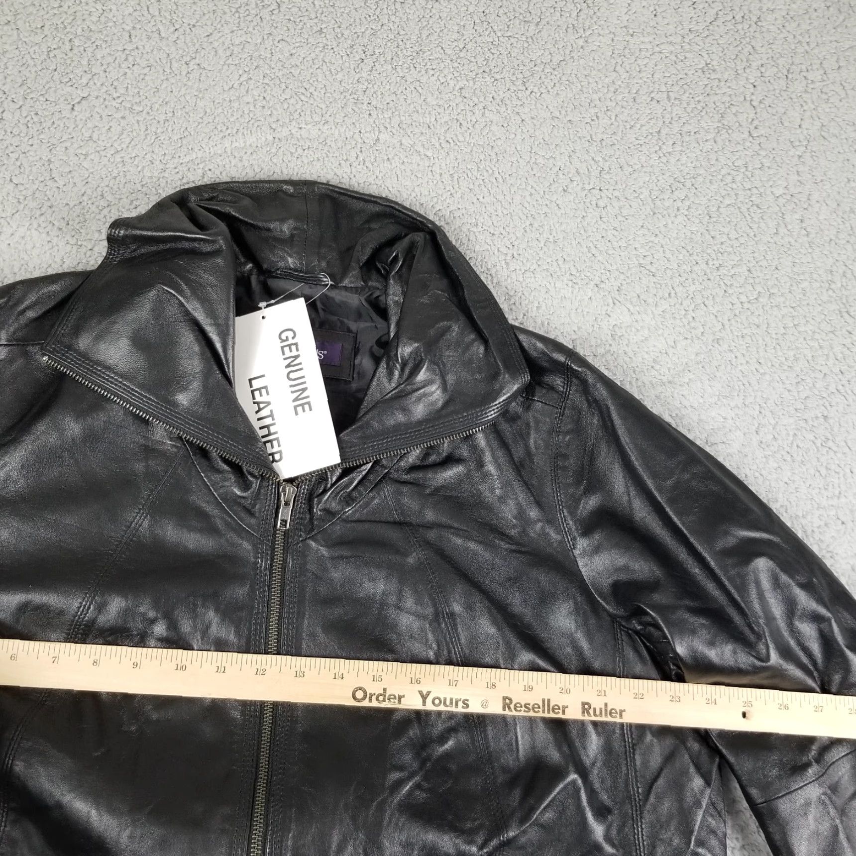 Vintage Roaman's Jacket Genuine Leather A-line Coat 18W 1X Plus Size Black NWT Motorcycle Outdoor Leather Jacket with Front Zipper Genuine leather jacket Size XXL / US 16-18 / IT 52-54 - 4 Thumbnail