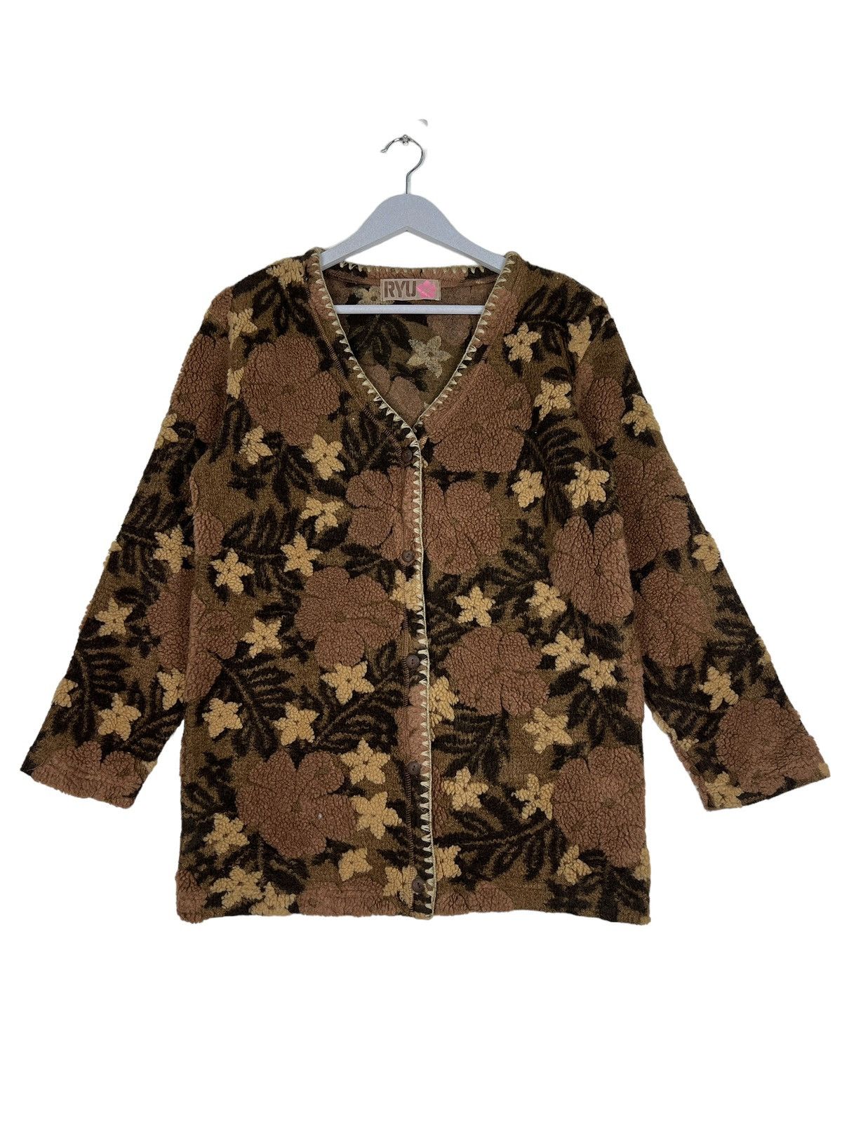 Japanese Brand 🔥 RYU FLOWER FLEECE JACKET Size US M / EU 48-50 / 2 - 2 Thumbnail