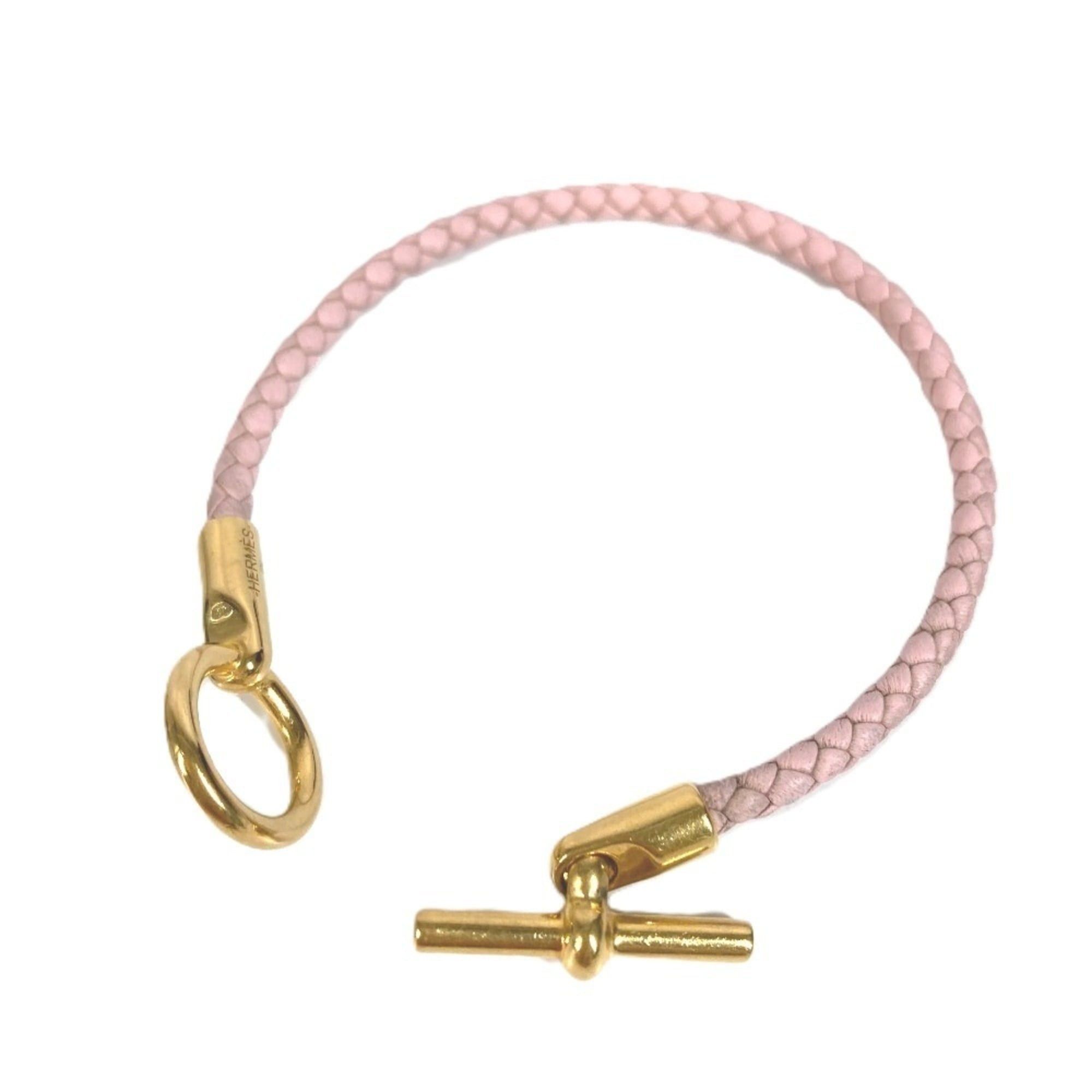 Hermes HERMES Glenan Braided Bangle Bracelet, Leather, Men's & Women's, Light Pink Size ONE SIZE - 1 Thumbnail