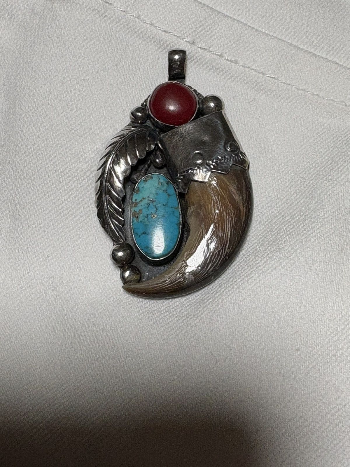 Other Vintage Sterling Silver Turquoise Navajo Claw Pendant Size ONE SIZE - 1 Thumbnail