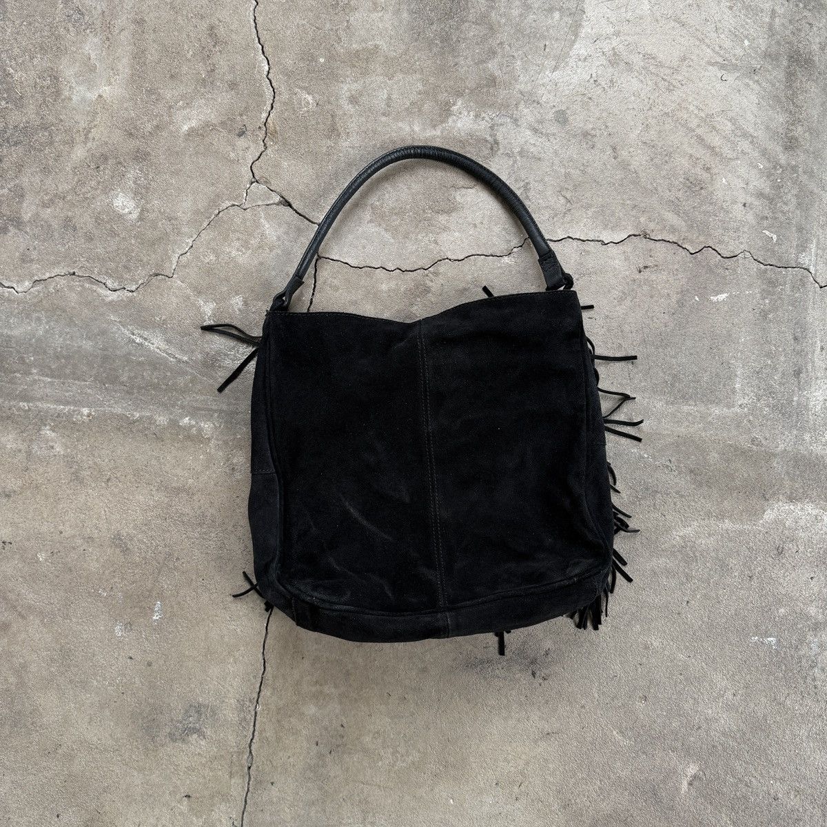 20471120 Vintage 00’s Black Suede Fringe Shoulder Bag Size ONE SIZE - 2 Thumbnail