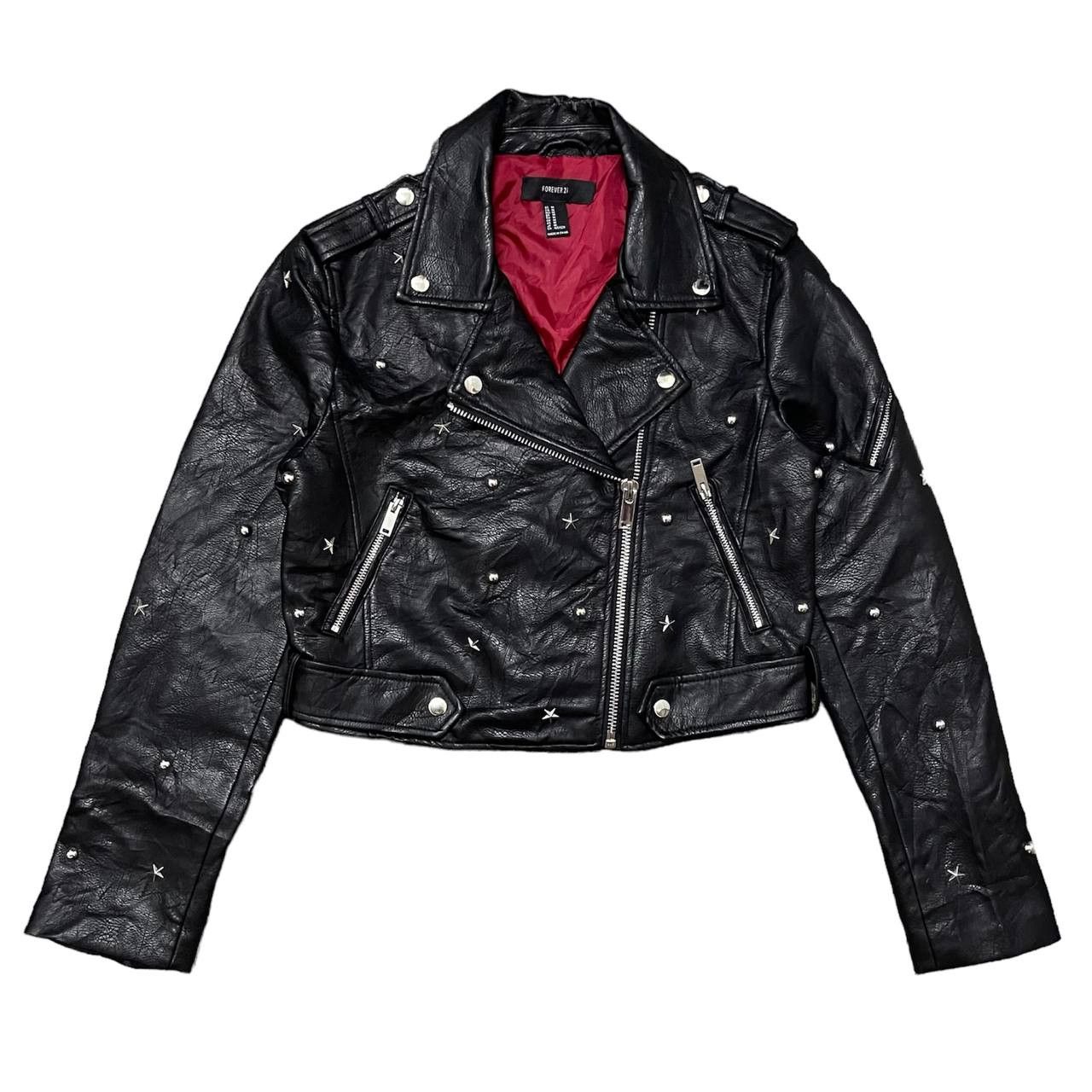 image of Archival Clothing x Forever 21 Double Collar Motorcycle Jacket in Black, Women's (Size Medium)