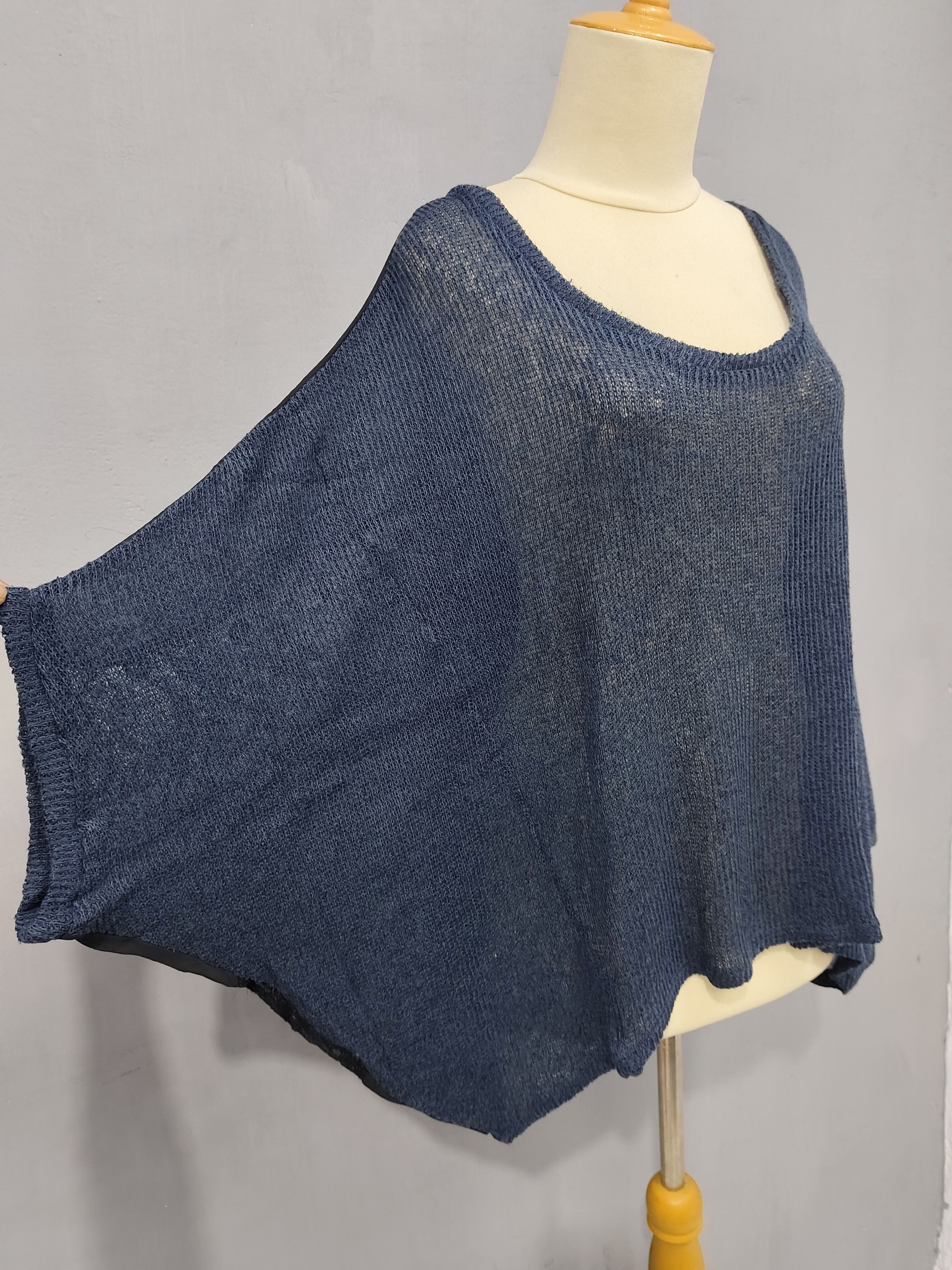 Japanese Brand DREA my MINX🇯🇵Knit Sheer Chiffon Lace Back Panel Oversized Size XL / US 12-14 / IT 48-50 - 4 Thumbnail