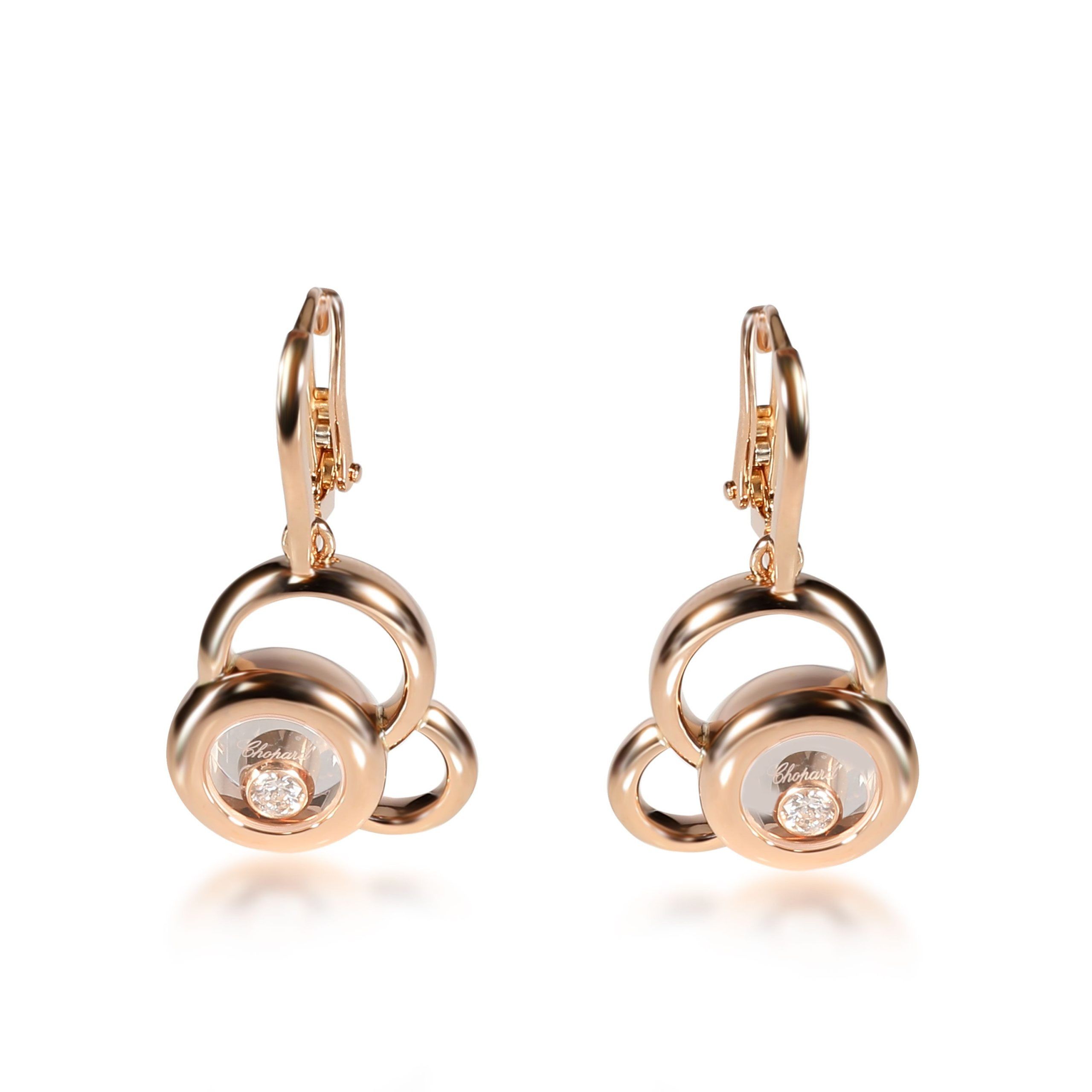 image of Chopard Happy Diamonds Earrings In 18K Rose Gold 0.19 Ctw, Women's