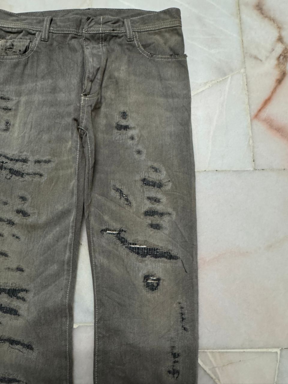Tornado Mart 💥Sick💥Undercover Style Distressed By Japanese Sashiko Boro Size US 28 / EU 44 - 5 Thumbnail