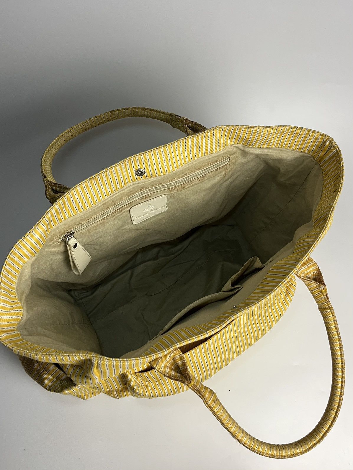 Vivienne Westwood Vivienne Westwood Yellow Striped Big Tote Bag Size ONE SIZE - 8 Thumbnail