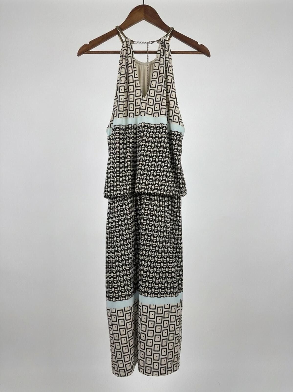 Other MSK Black & Cream Geometric Halter Jumpsuit Size M / US 6-8 / IT 42-44 - 1 Thumbnail