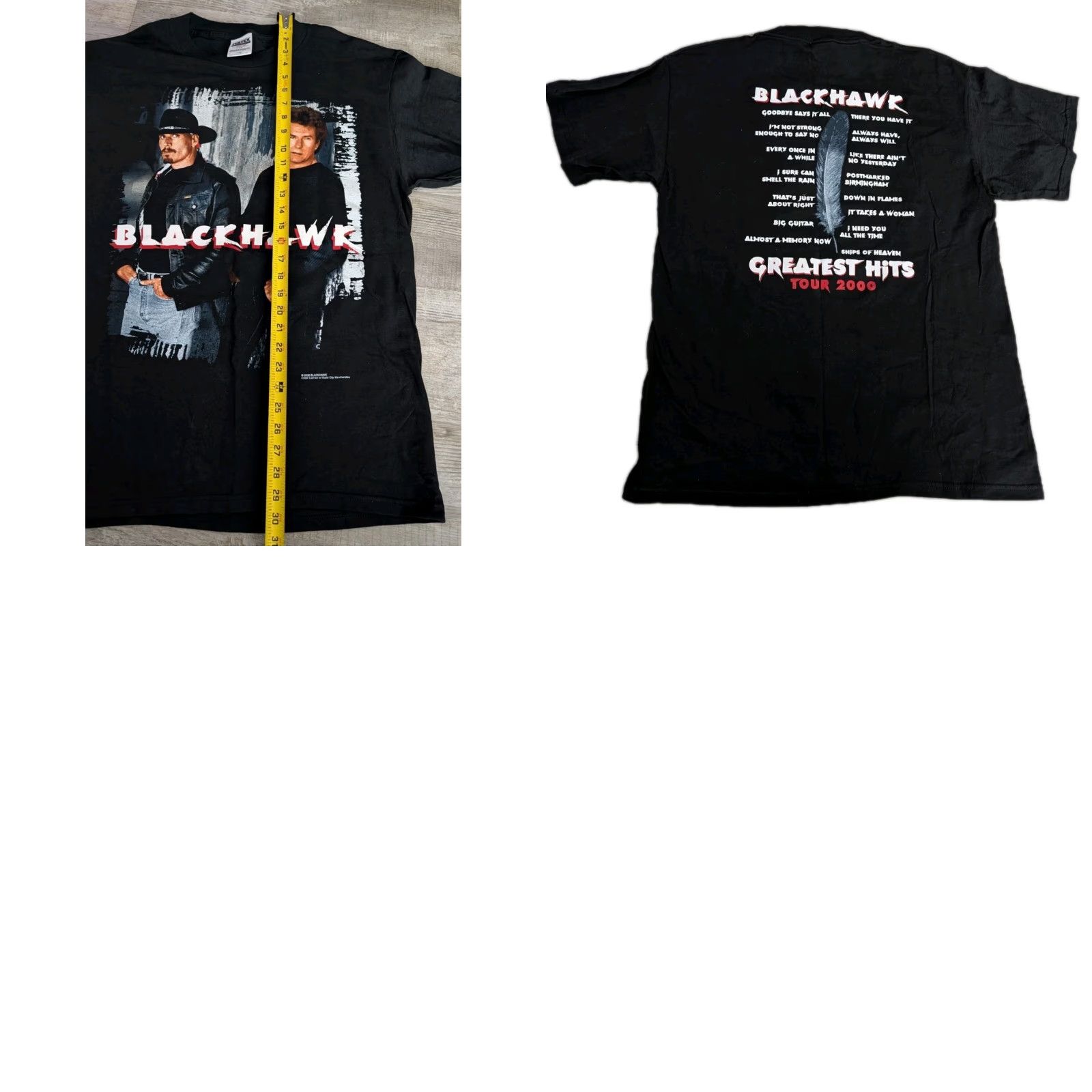 Tultex VINTAGE Blackhawk T-Shirt Man L Black 90s Y2K Greatest Hits Tour Band Short Sleeve Crew Neck Tultex EUC Size US L / EU 52-54 / 3 - 8 Thumbnail