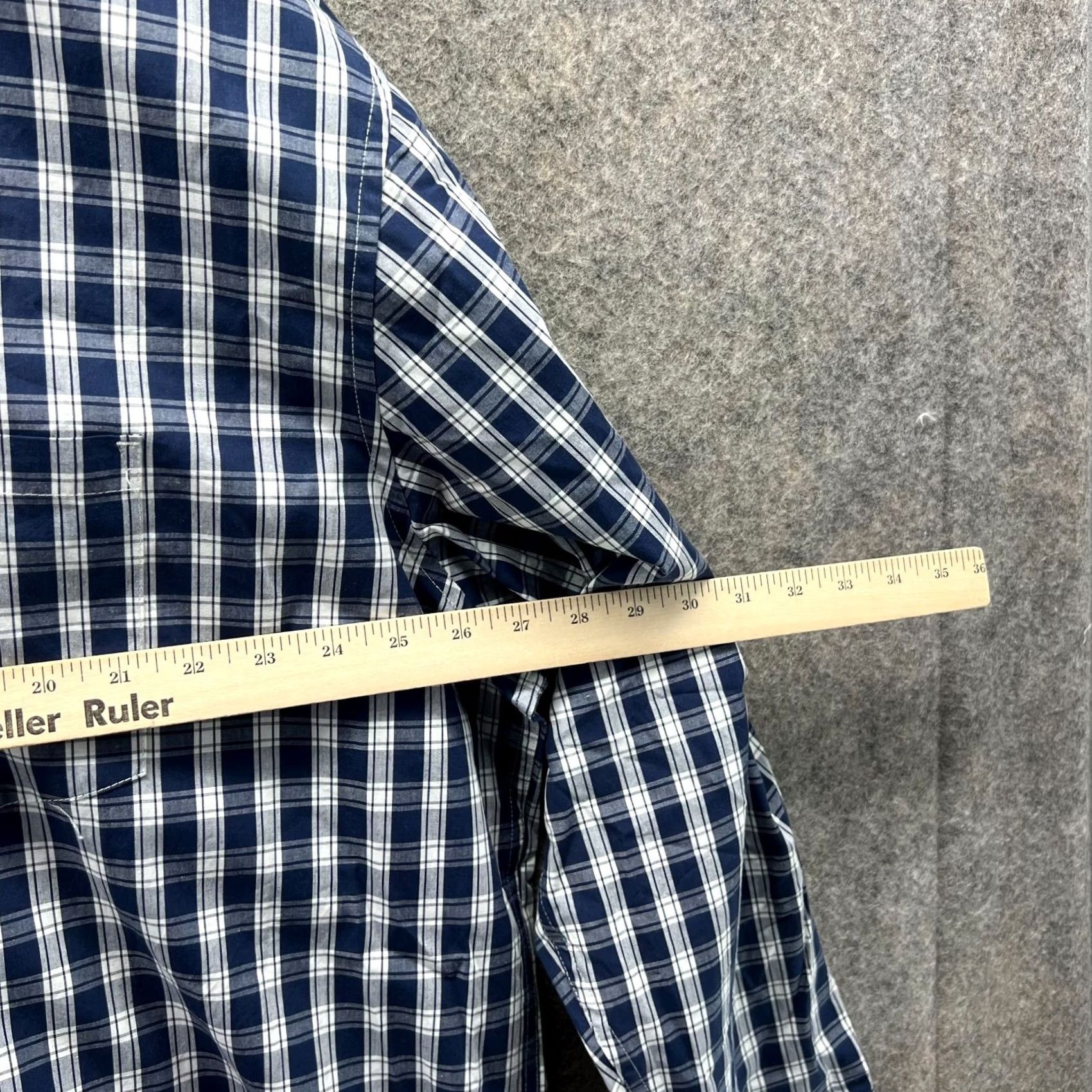 Izod IZOD Shirt Mens XXL Blue White Button-Down Checkered Dress Gingham 2XL Size 48R - 3 Thumbnail
