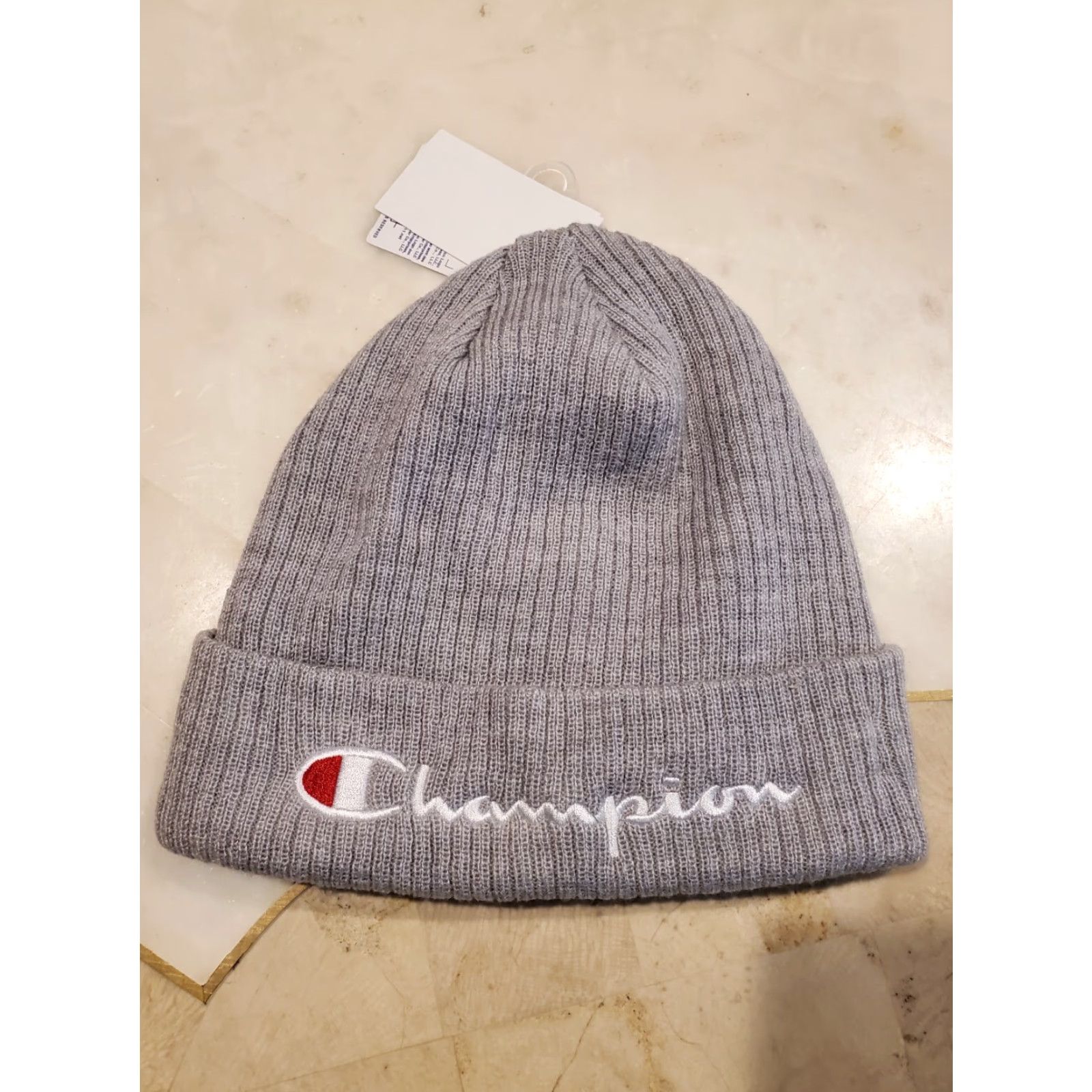 Champion Champion Mens Logo Cuffed Beanie Gray OS NWT Ribbed Acrylic Hat Accessories Size ONE SIZE - 8 Thumbnail