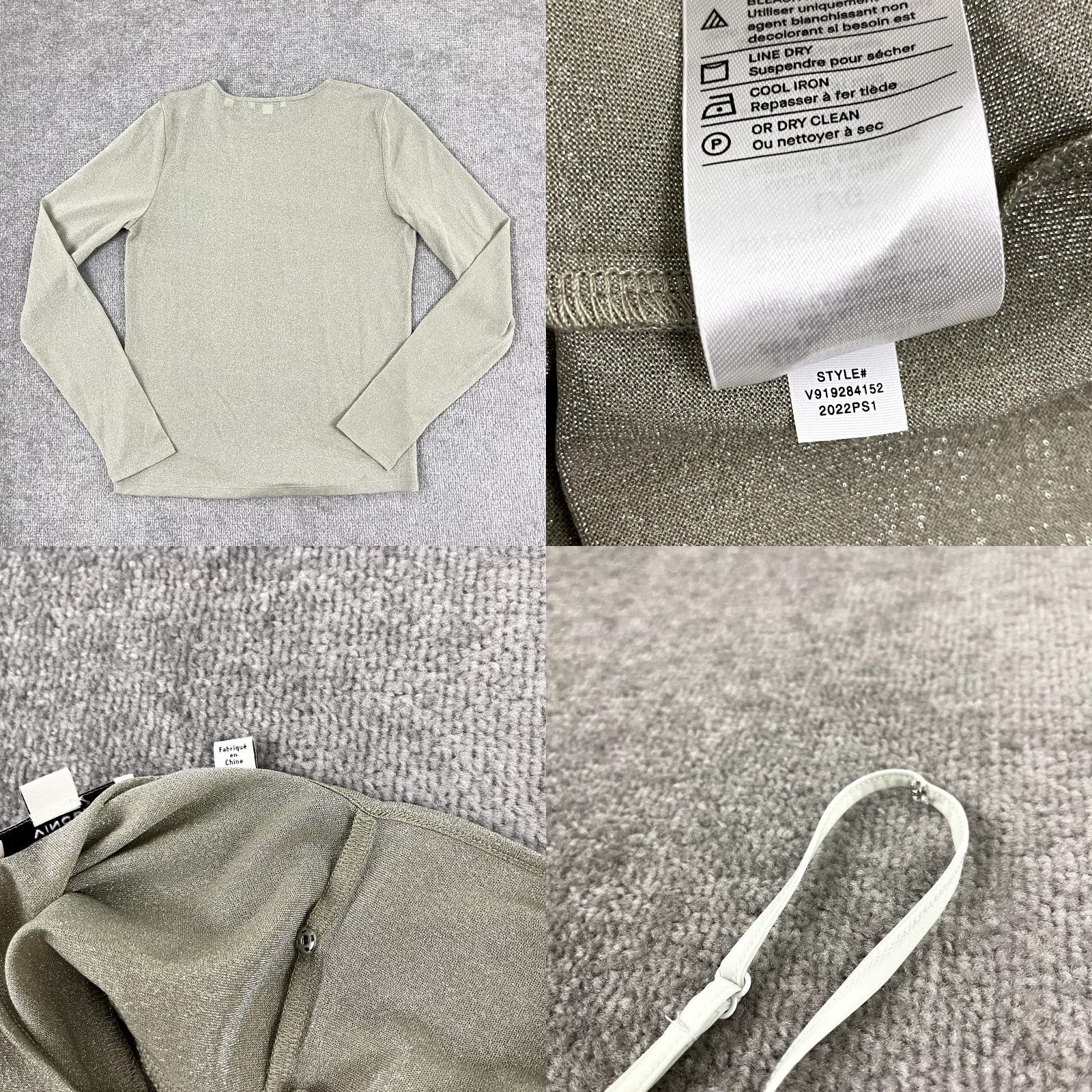 Vince VINCE Shirt Womens Large Shimmer Crew Neck Sheer Long Sleeve W/ Tank Top Set Size M / US 6-8 / IT 42-44 - 8 Thumbnail