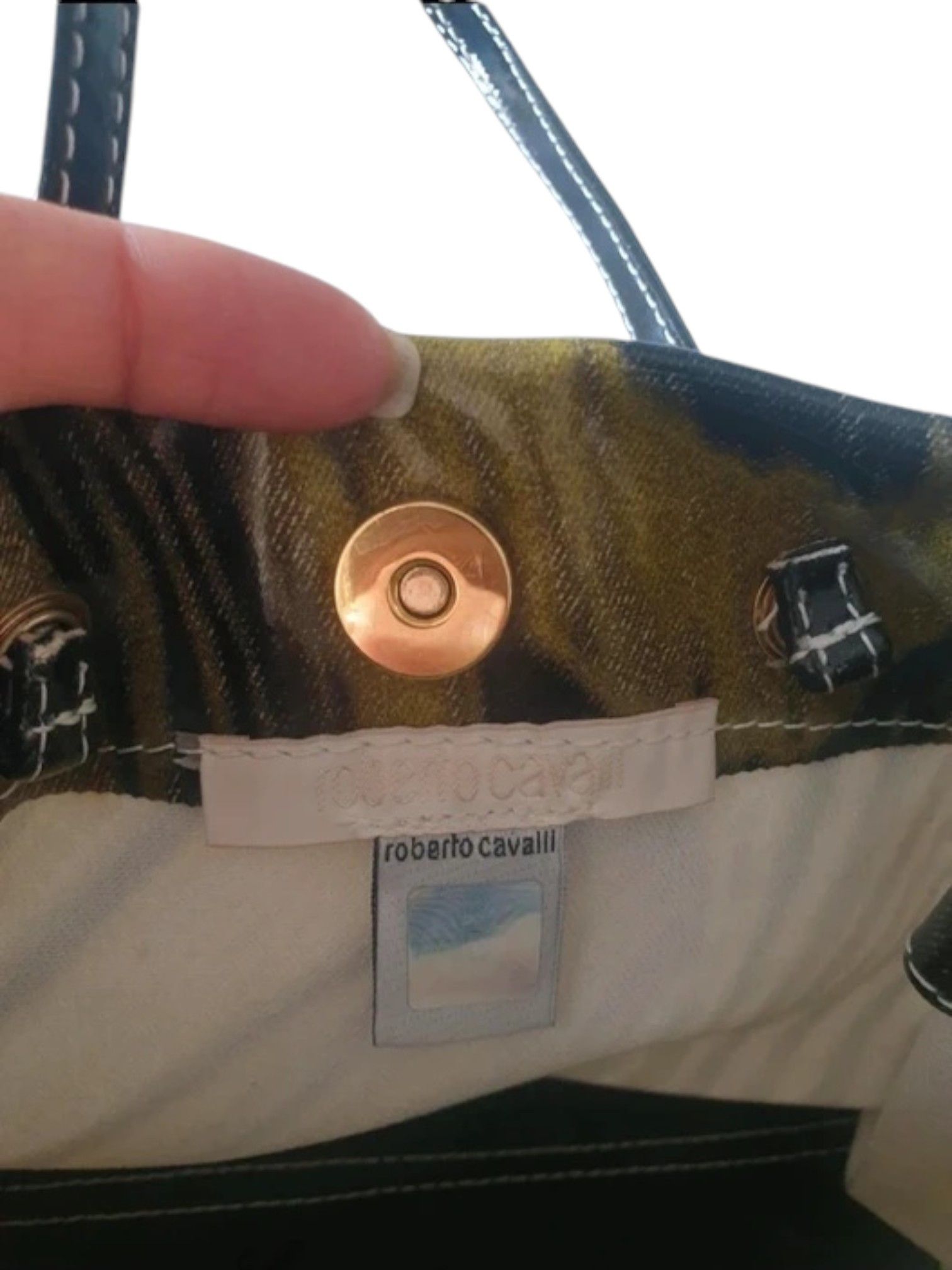 Roberto Cavalli Roberto Cavalli Yellow-Brown Abstract Patent Tote c. 2000s Size ONE SIZE - 3 Thumbnail