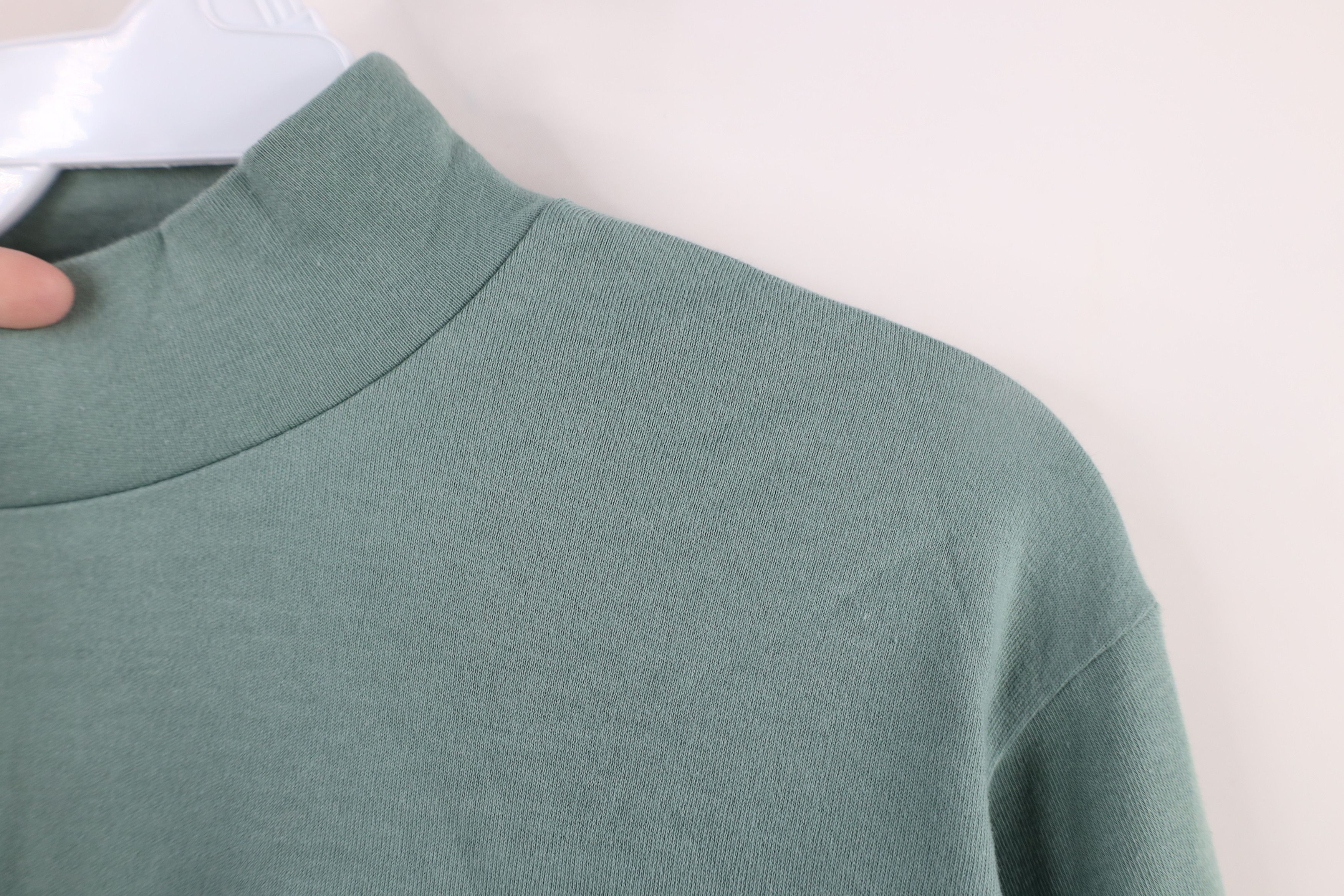 Vintage × Woolrich Woolen Mills Vintage 90s Woolrich Blank Mock Neck T-Shirt Green Cotton Size M / US 6-8 / IT 42-44 - 4 Thumbnail