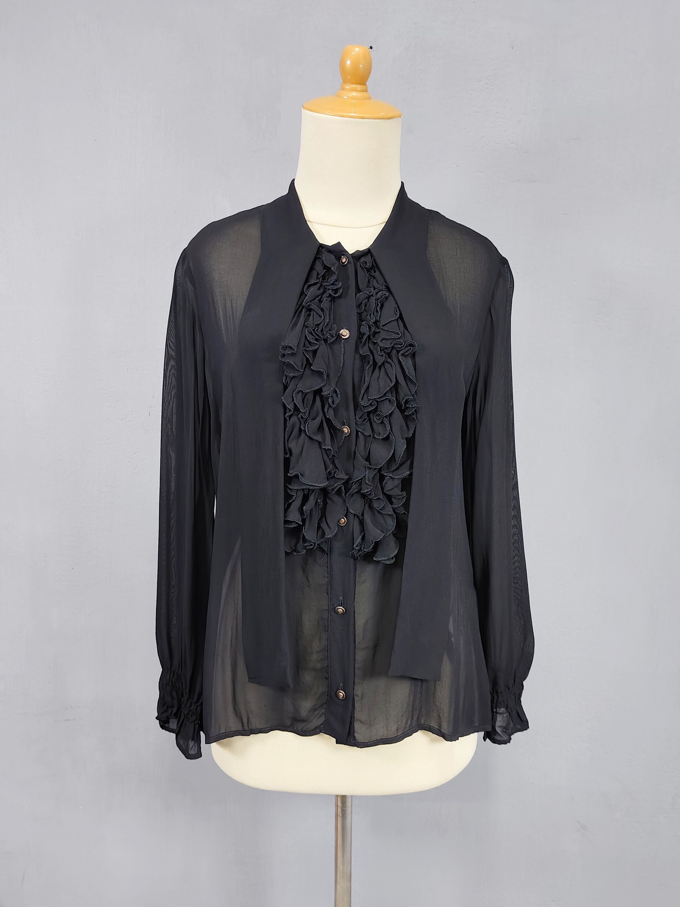 Just Cavalli Just Cavalli- Frill Romantic Sheer Ruffle Gothic Blouses Size L / US 10 / IT 46 - 10 Thumbnail