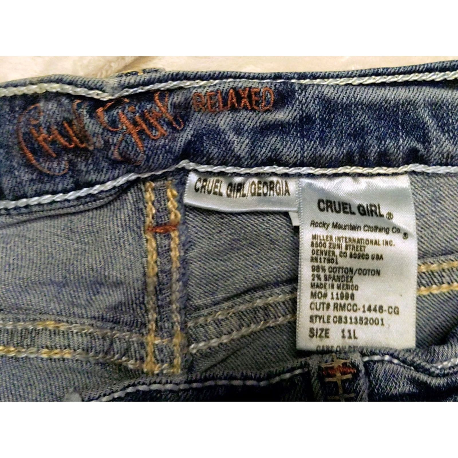 Vintage Cruel Girl Georgia Relaxed Boot Jeans Womens 11L 32x34 Low Rise Blue Denim 5-Pocket Stretch Bootcut Western Southwestern Mens Womens Girls Size 32" / US 10 / IT 46 - 5 Thumbnail