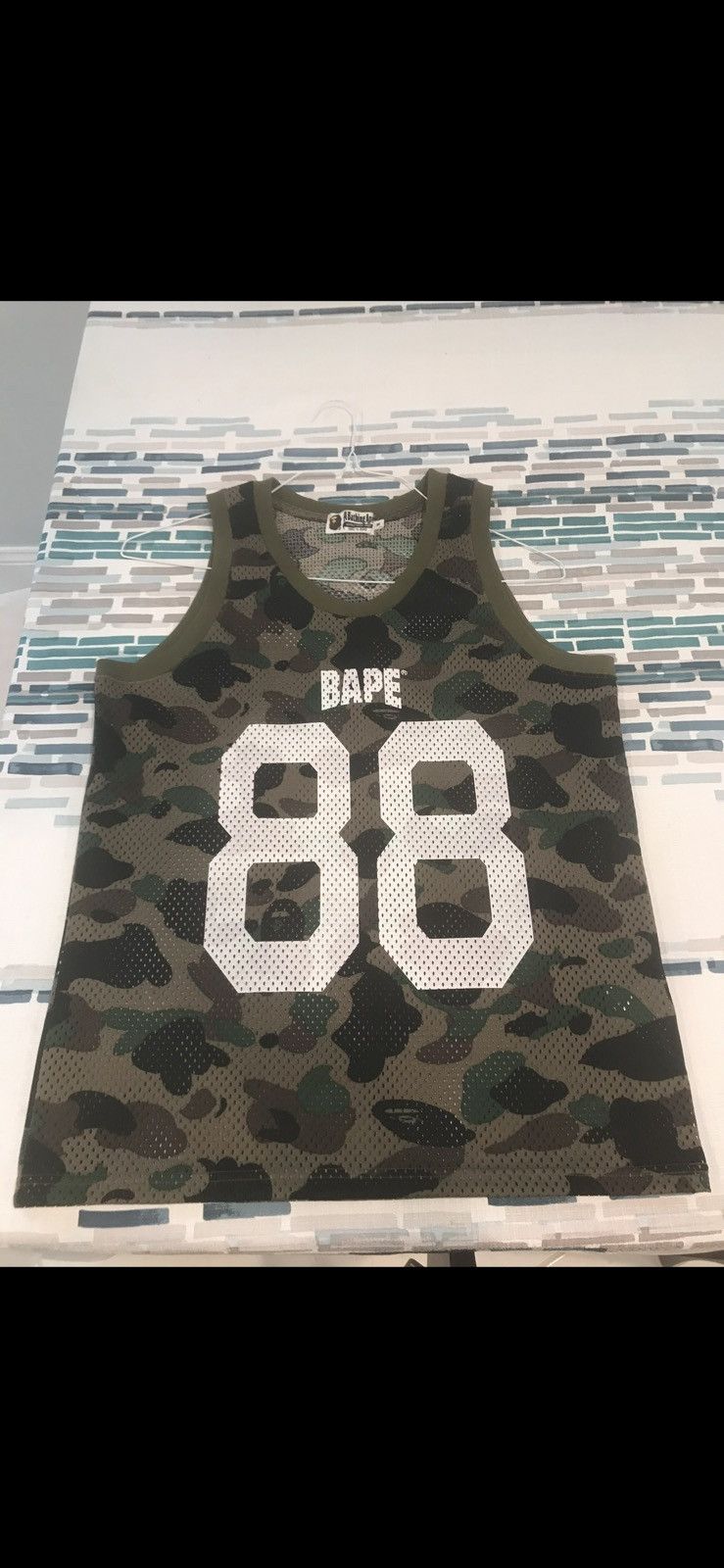 image of Bape 1St Camo Mesh Tank Top in Green, Men's (Size Medium)