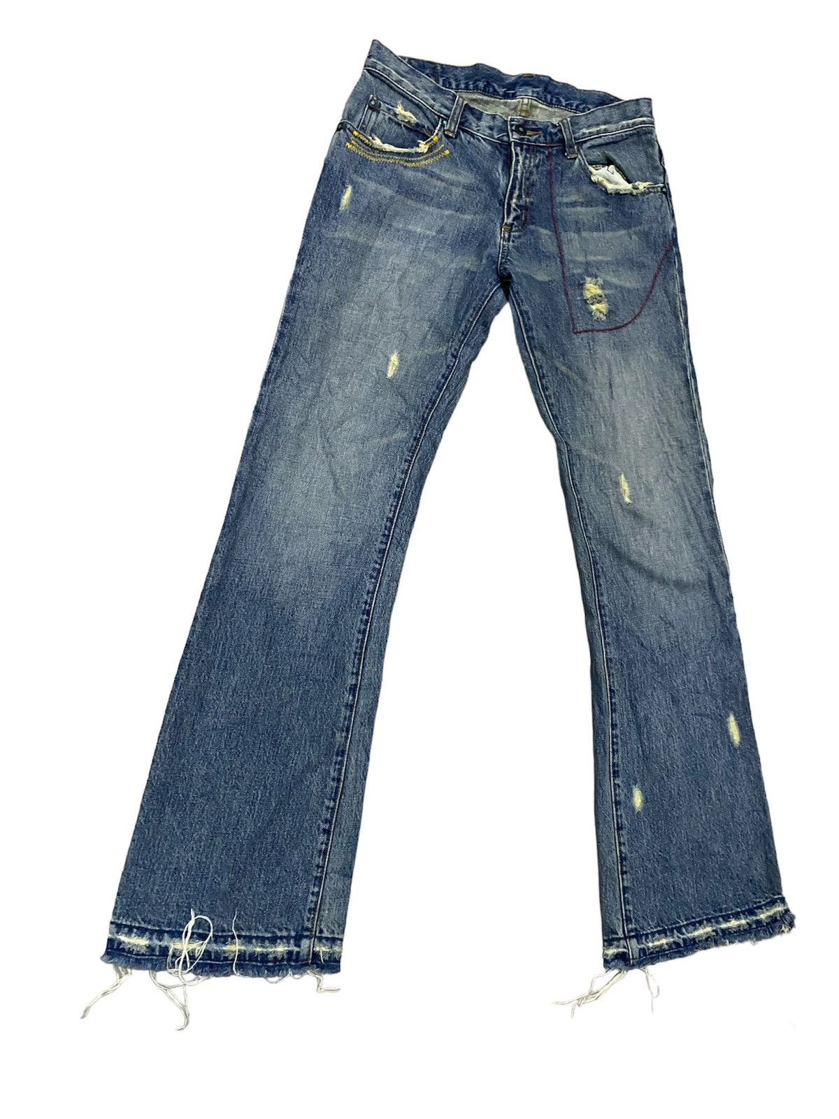 If Six Was Nine × Japanese Brand × Junya Watanabe JAPAN BRAND FAMOCK THRASHED DENIM GRUNGE STYLE Size US 32 / EU 48 - 4 Thumbnail