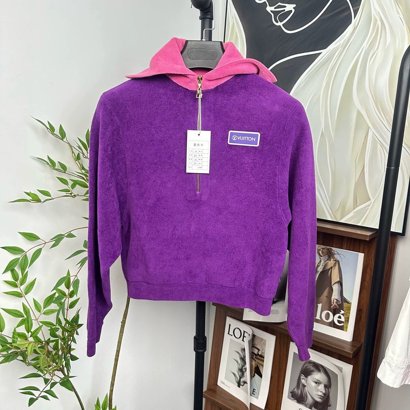 classic logo half-zip navy pullover sweatshirt
