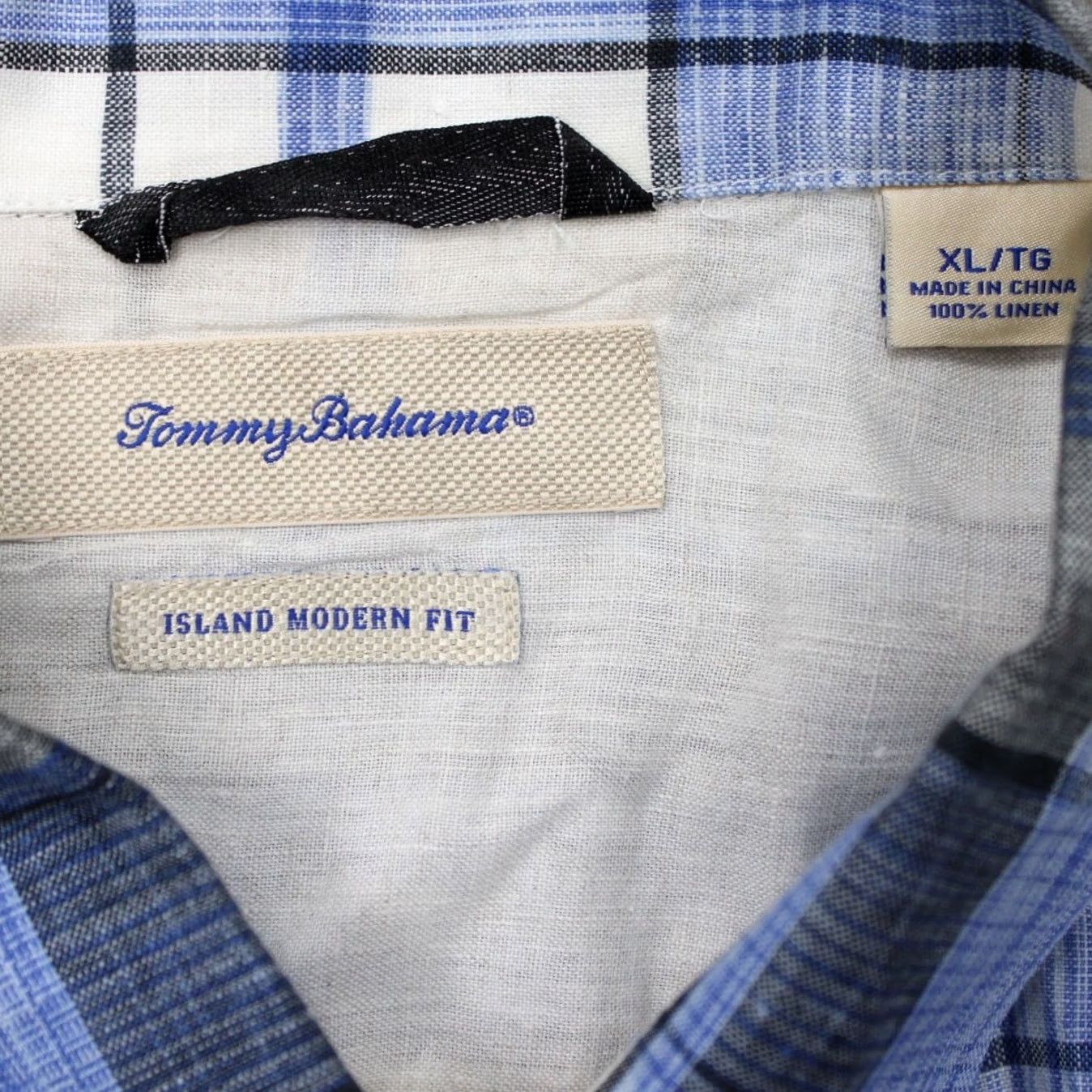 Tommy Bahama Tommy Bahama Shirt Mens XL Blue/Black Island Modern Fit 100% Linen S/S Button Up Shirt Mens XL Blue/Black Island Hawaiian Casual 90s? Size US XL / EU 56 / 4 - 7 Thumbnail