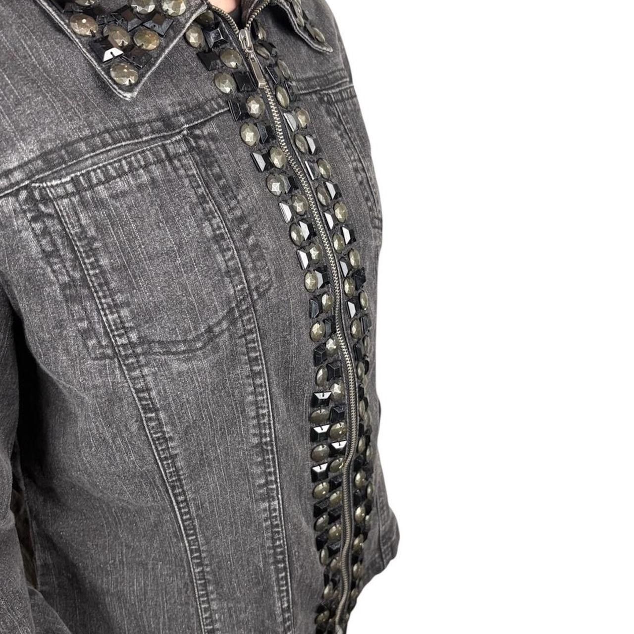 Vintage Y2K Ruby Rd Black Studded Denim Zip-Up Jacket Size L / US 10 / IT 46 - 4 Thumbnail