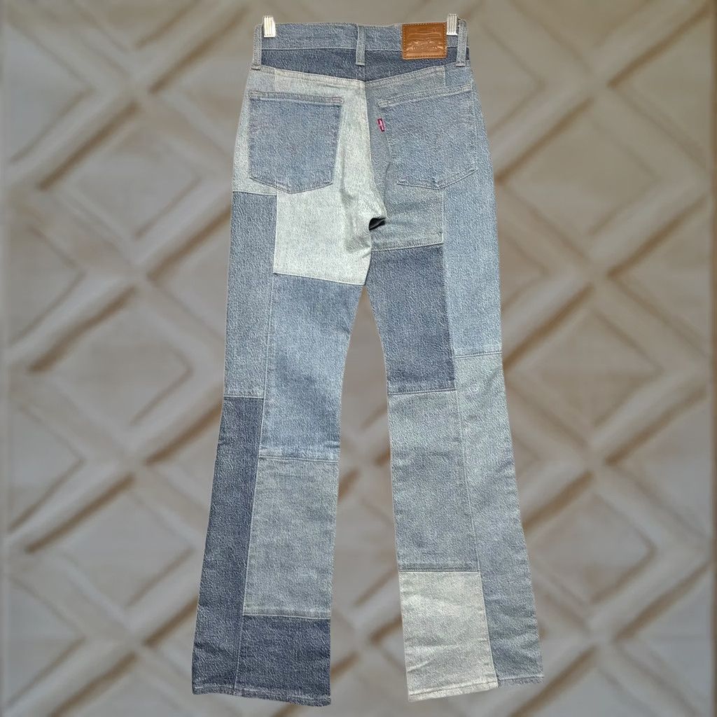 Levi's EUC Levi's Wedgie Bootcut Patchwork Jeans Blue Multi Colorblock Women's 23 Size 40" / US 18 - 1 Thumbnail