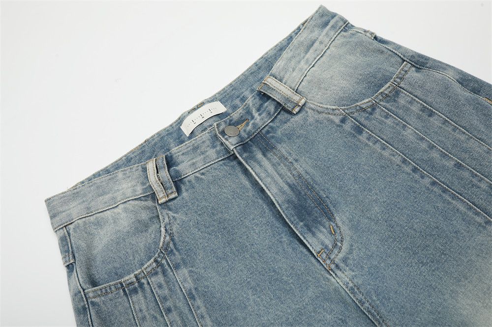Jean Men's punk retro washed gradient distressed washed jeans Size US 32 / EU 48 - 3 Thumbnail
