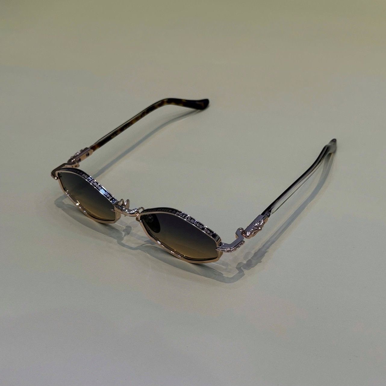 CHROME HEARTS NIP SLIP Gold Plated/Dark Tortoise-Dark Tortoise