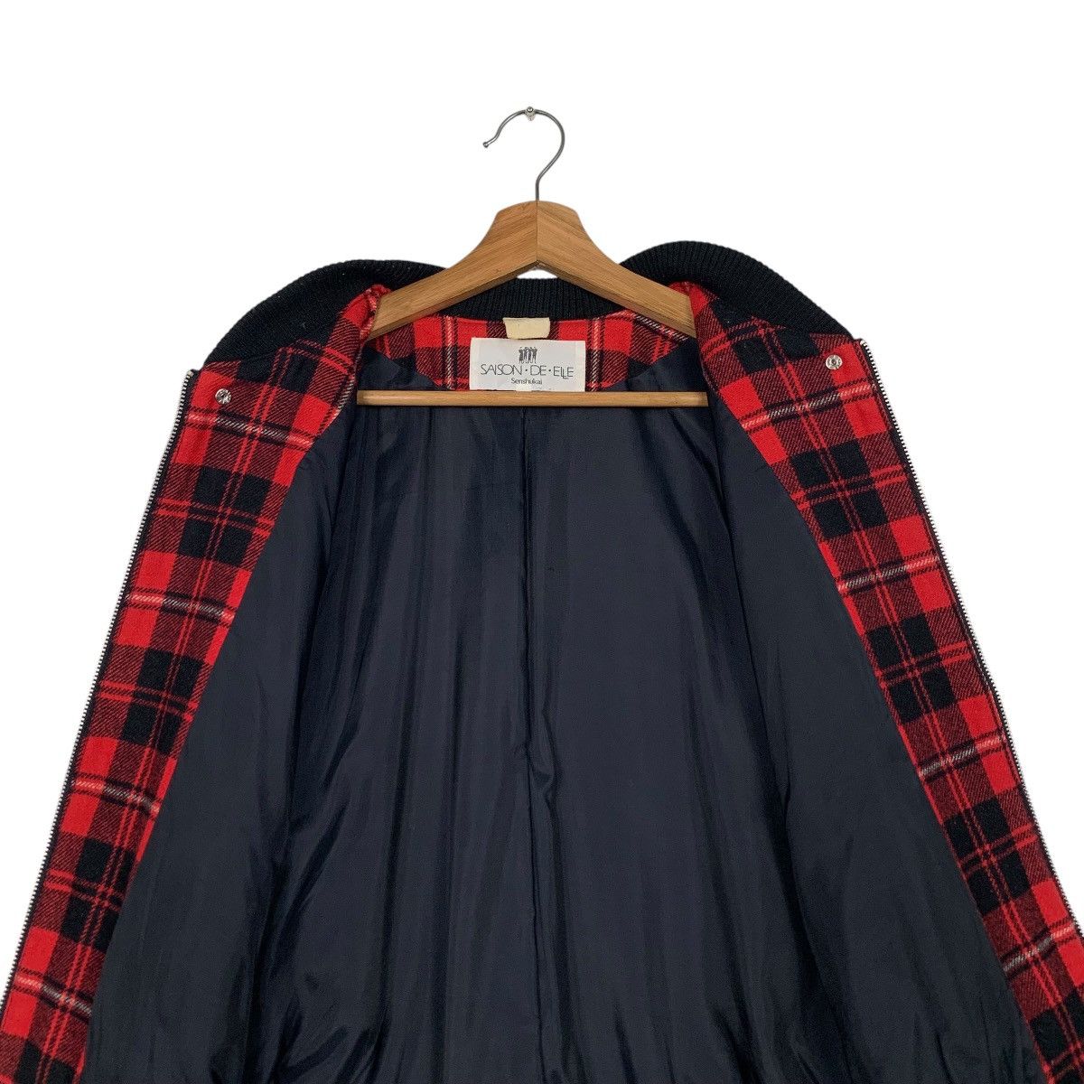 Japanese Brand SAISON DE ELLE SENSHUKAI Red Check Bomber Jacket #2302-C102 Size M / US 6-8 / IT 42-44 - 12 Thumbnail