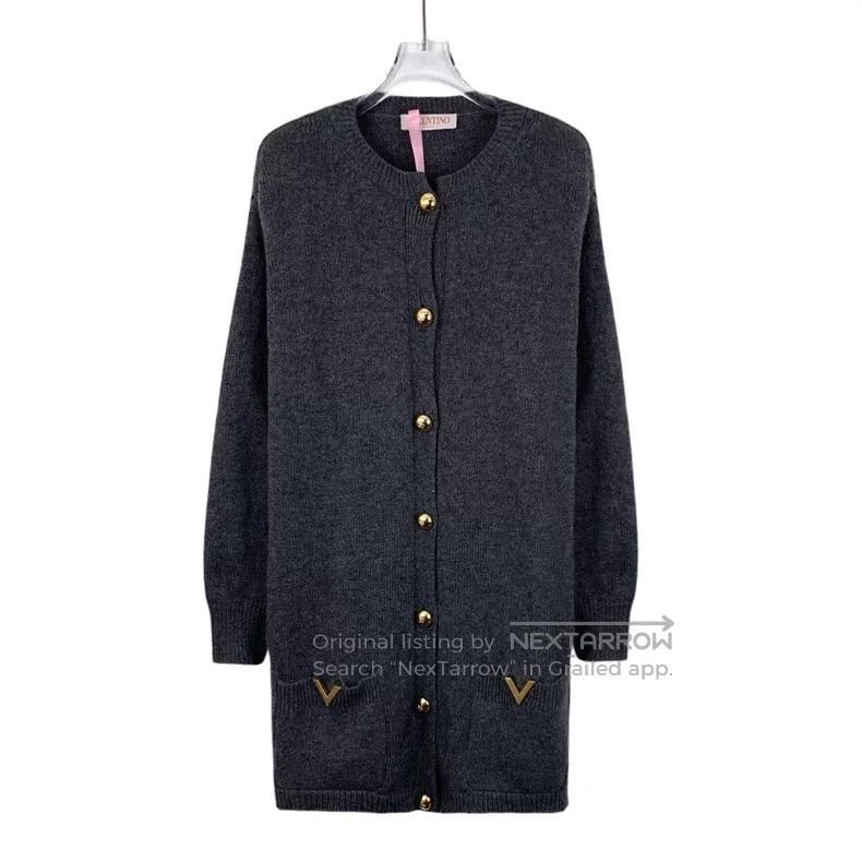 Valentino Valentino Black and gray crew neck single-breasted long-sl Size S / US 4 / IT 40 - 1 Thumbnail