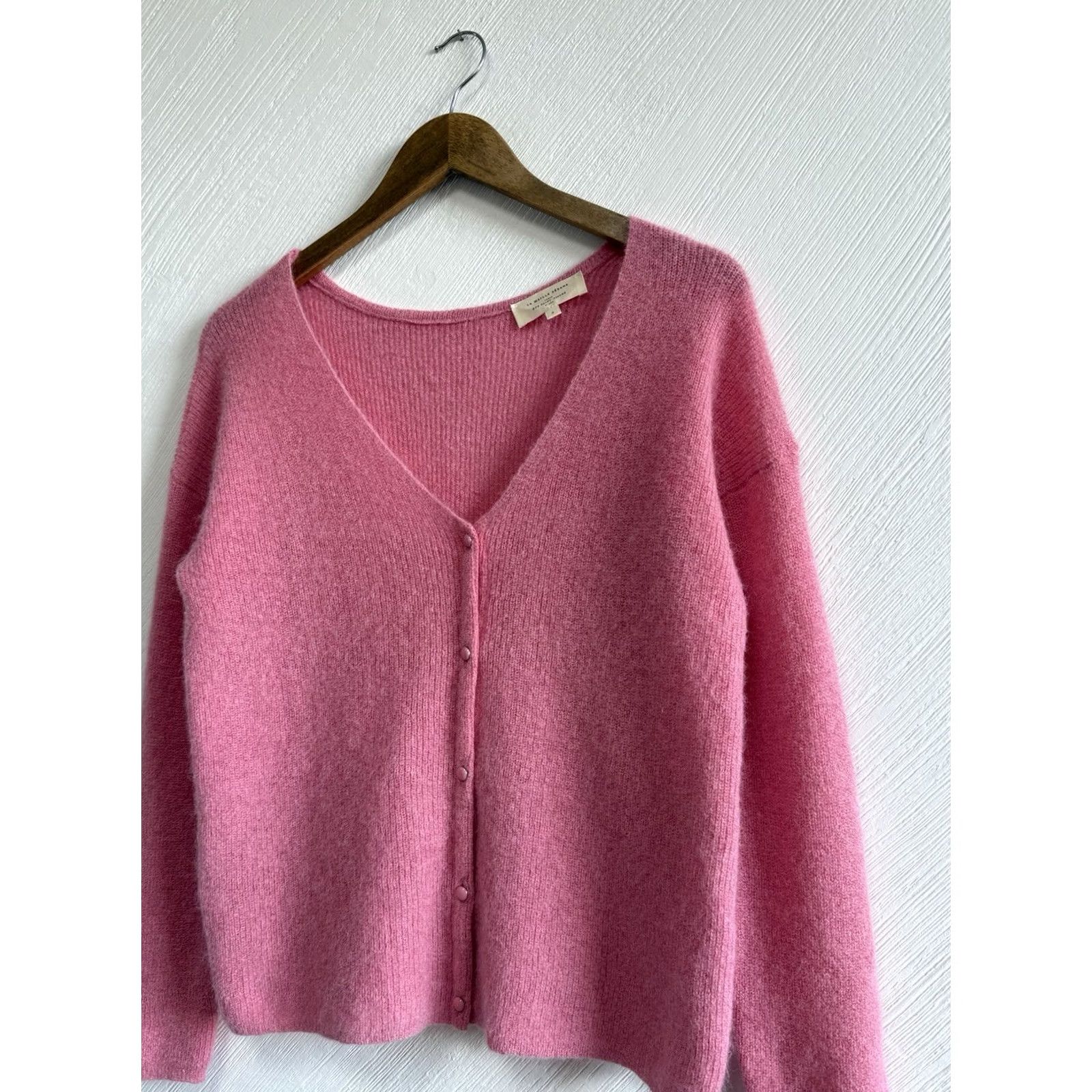 Vintage SEZANE PARIS LA MAILLE WOOMEN’S CARDIGAN SWEATERS PINK WOOL LUXURY RARE Size S Size S / US 4 / IT 40 - 2 Thumbnail