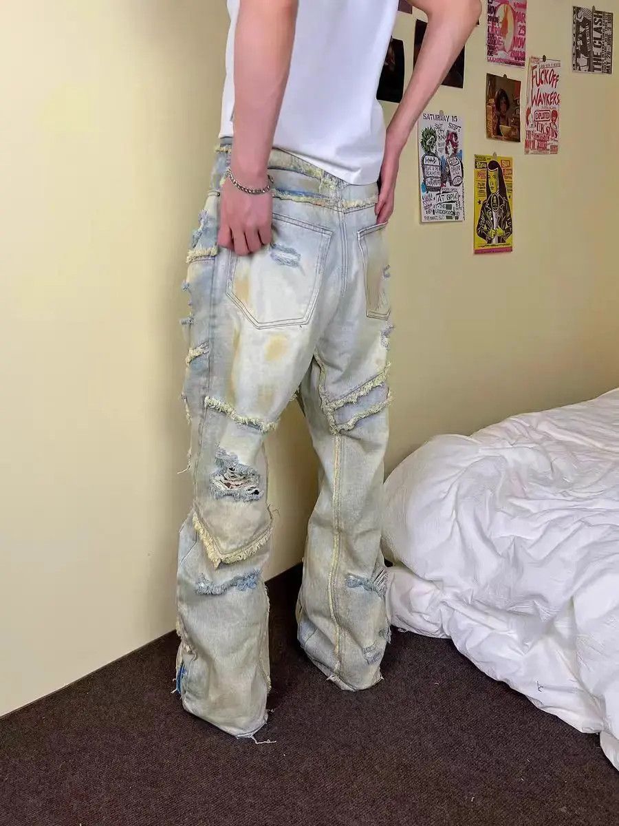 Japanese Brand Wasteland style washed and torn baggy micro flare y2k jeans Size US 32 / EU 48 - 2 Thumbnail