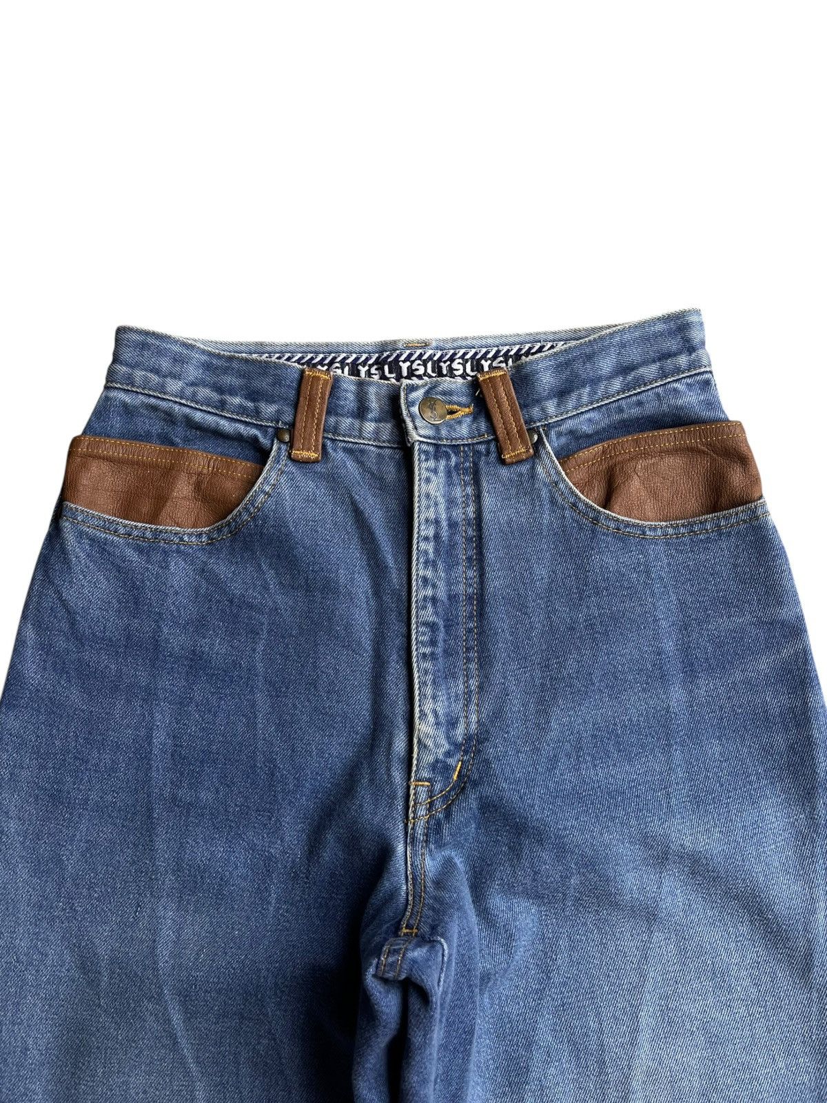 Yves Saint Laurent Yves Saing Laurent Leather Patch Denim Pants Size US 27 - 2 Thumbnail