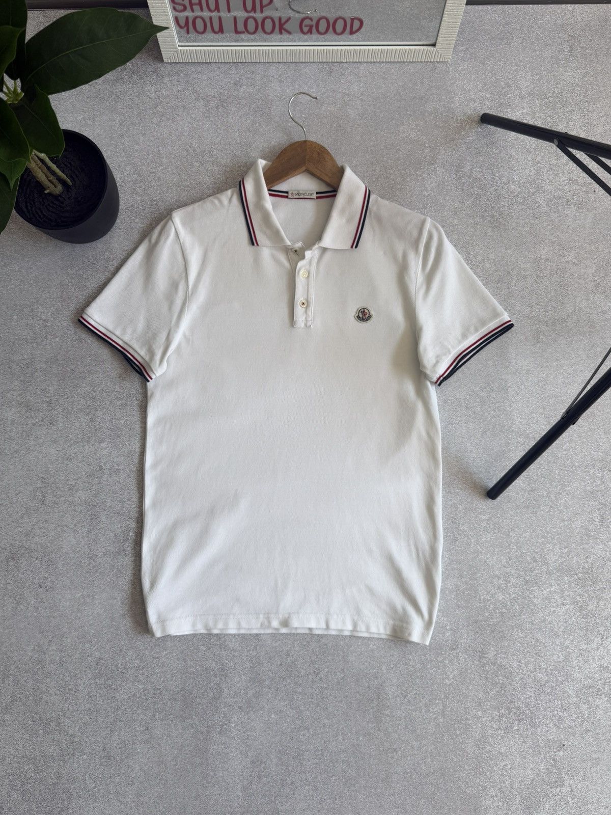Moncler Maglia Polo White Luxury Polo T Shirt Men Size S